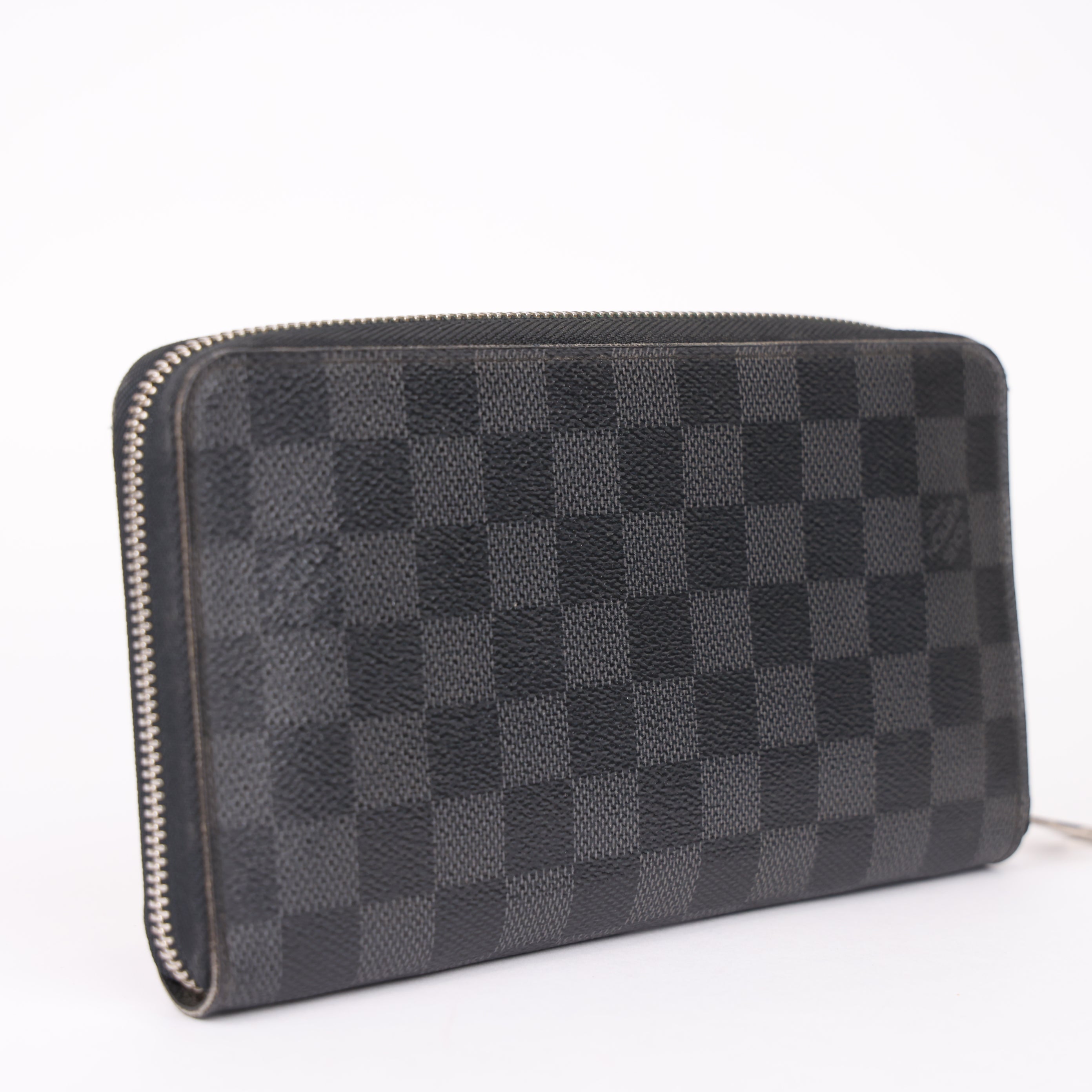 J0986 LOUIS VUITTON Damier Check Graphite Zip Around Large Wallet-Pre Owned