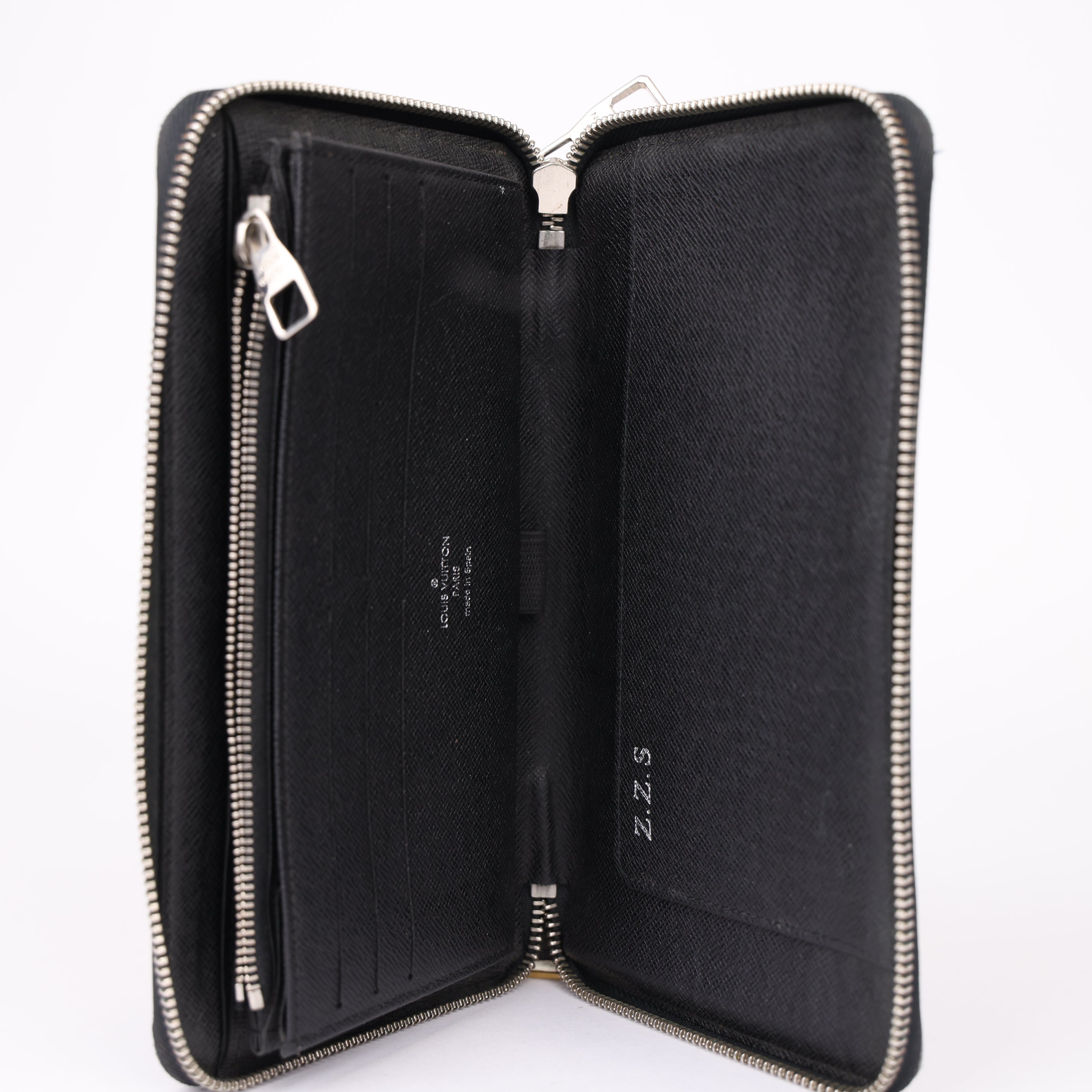 J0986 LOUIS VUITTON Damier Check Graphite Zip Around Large Wallet-Pre Owned