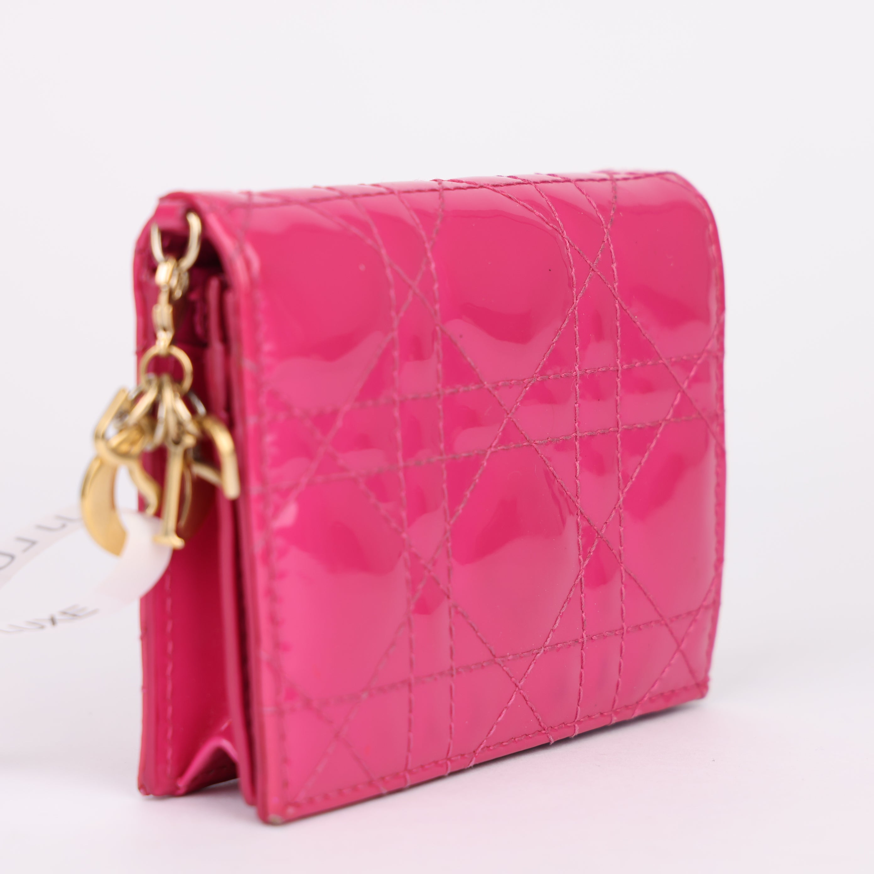 J1980 Dior Lady Dior Cannage Lotus Wallet Leather Wallet - Pre Owned