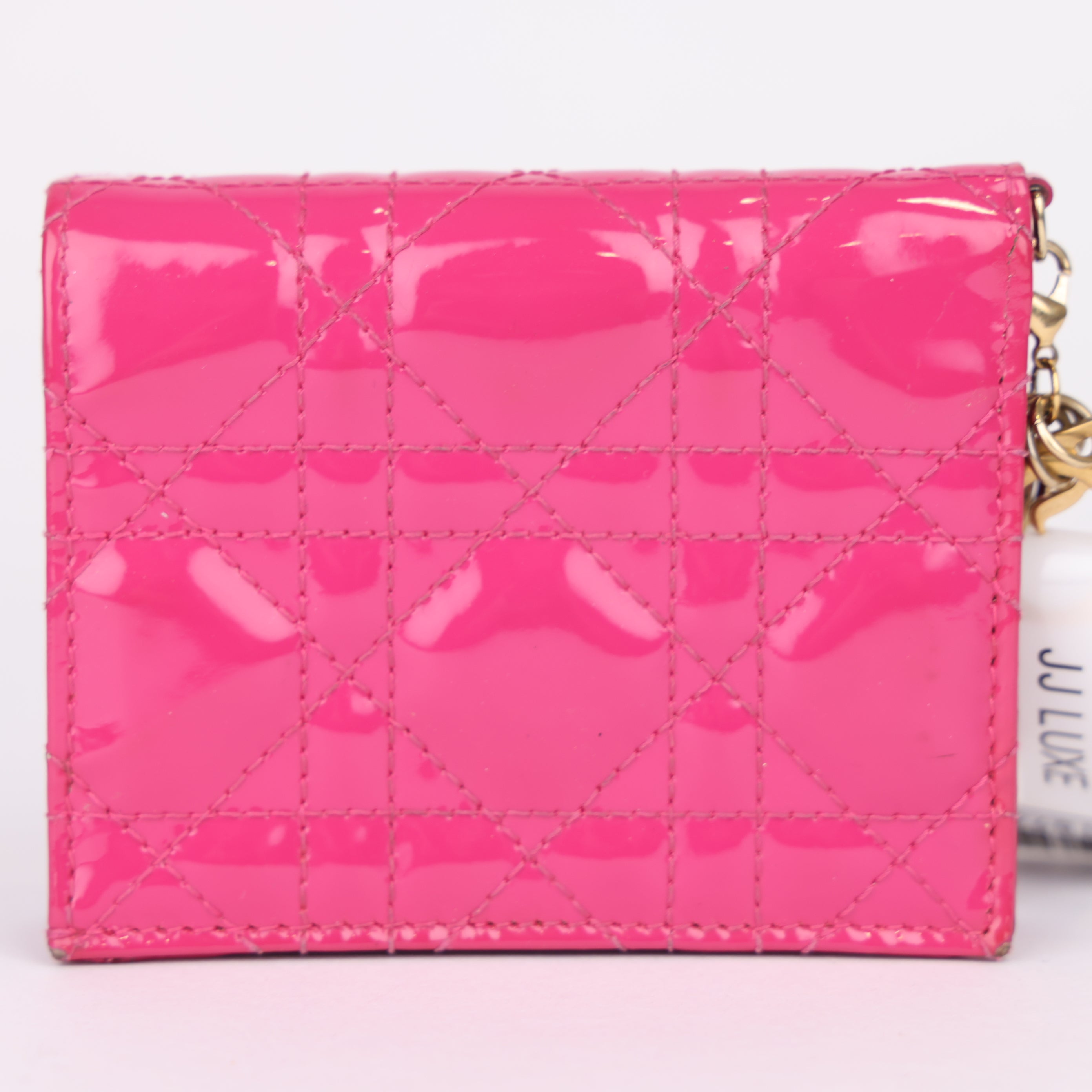 J1980 Dior Lady Dior Cannage Lotus Wallet Leather Wallet - Pre Owned