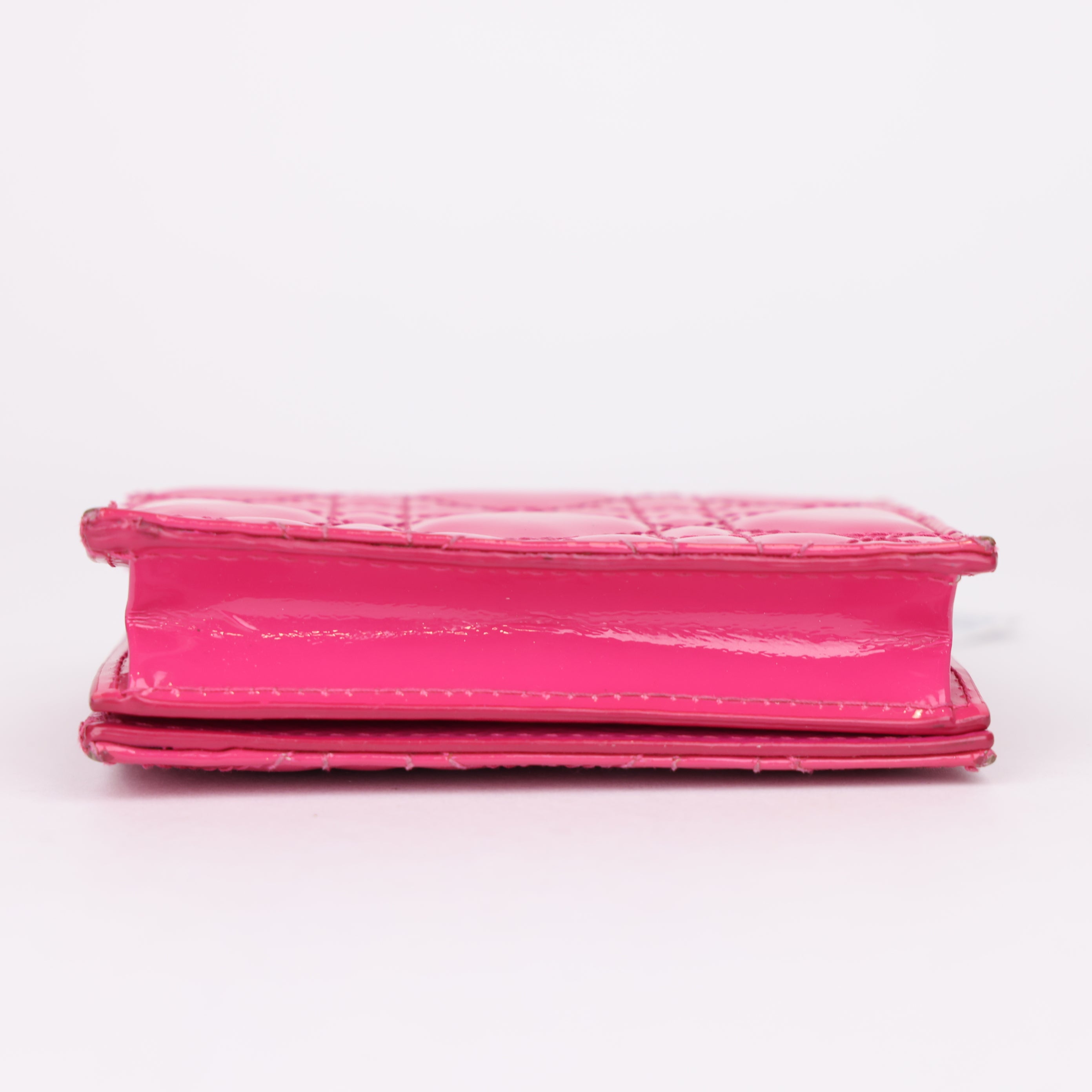 J1980 Dior Lady Dior Cannage Lotus Wallet Leather Wallet - Pre Owned