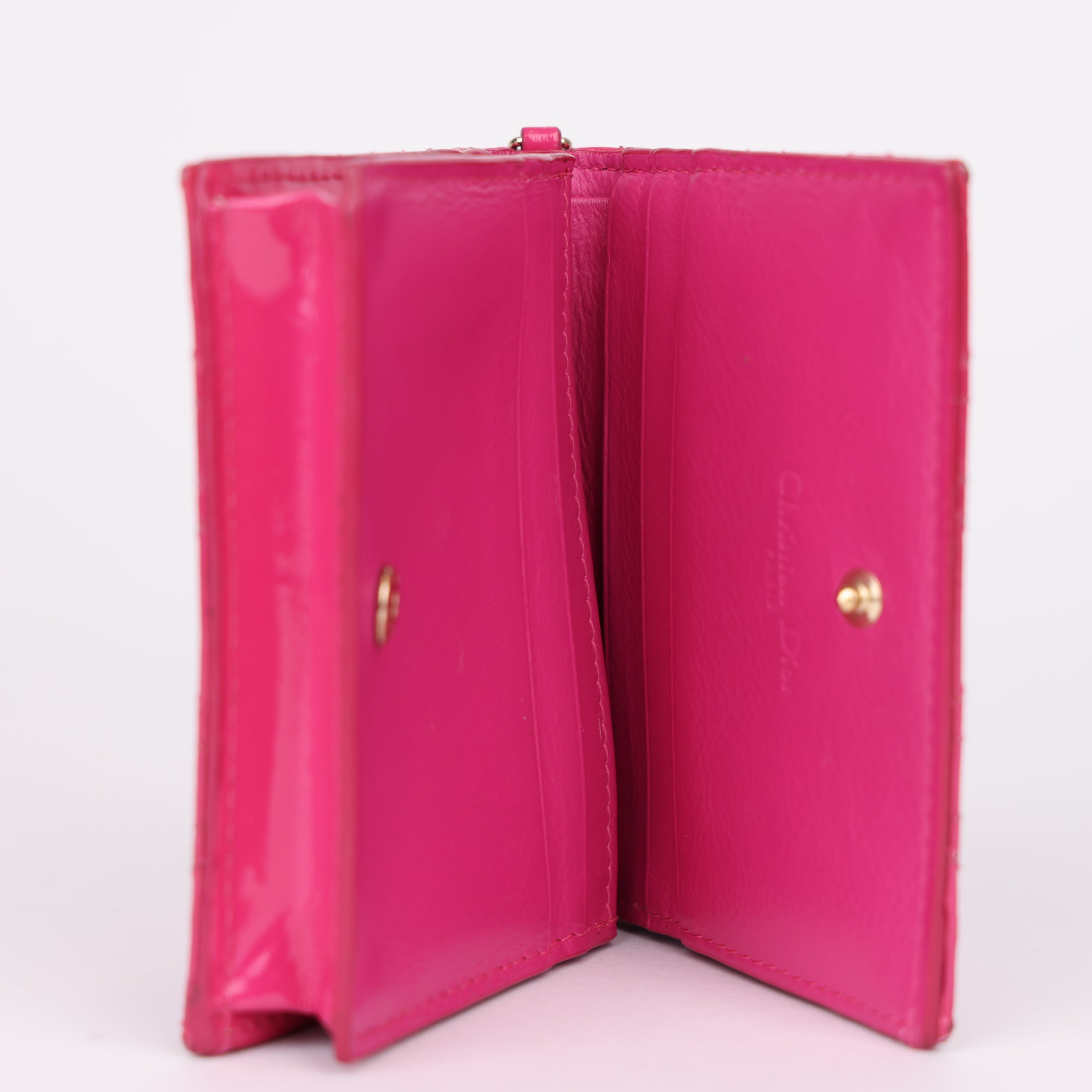 J1980 Dior Lady Dior Cannage Lotus Wallet Leather Wallet - Pre Owned