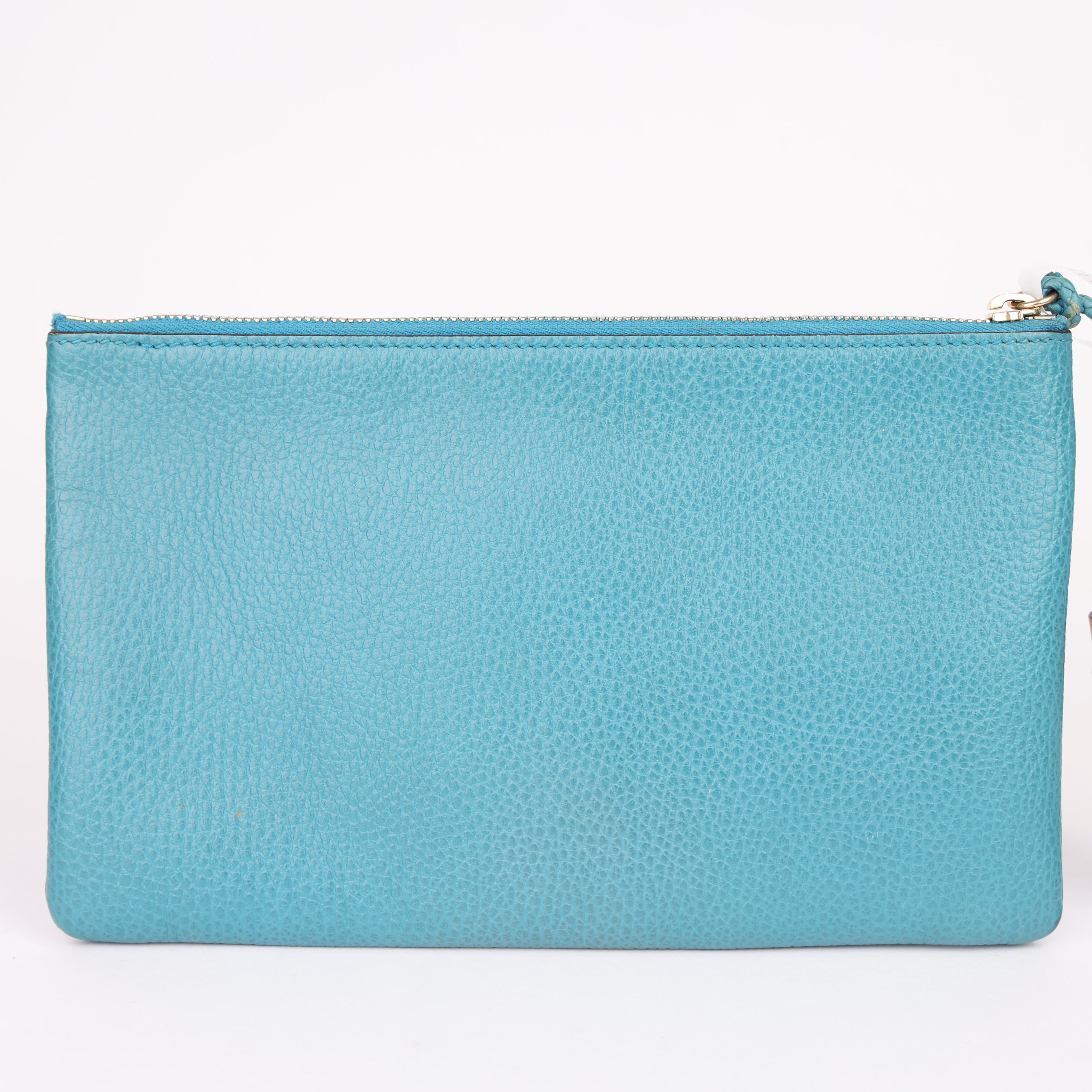 J2001 Gucci Blue Calfskin Bamboo Clutch - Pre Owned