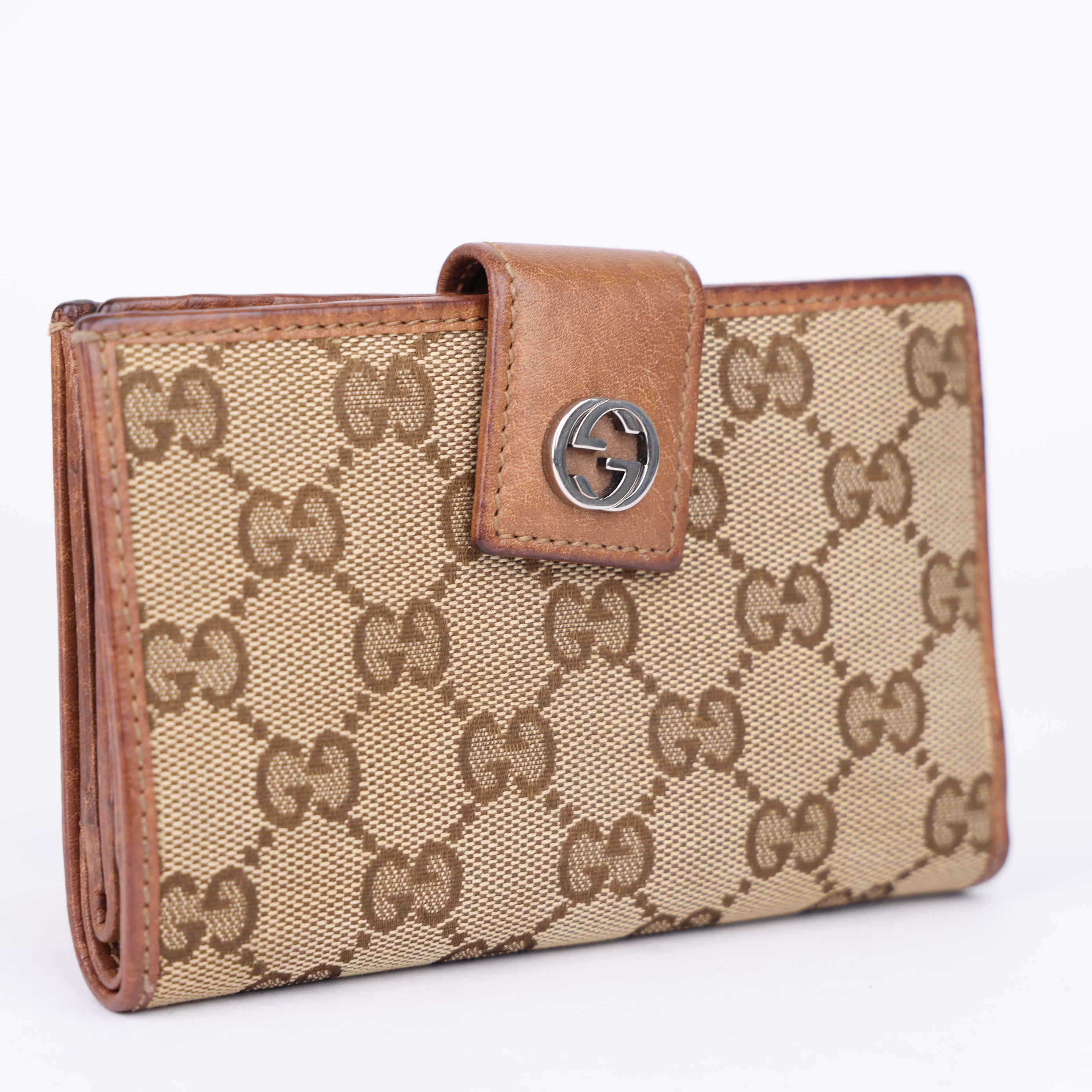 J1968 Gucci Brown Monogram Wallet - Pre Owned