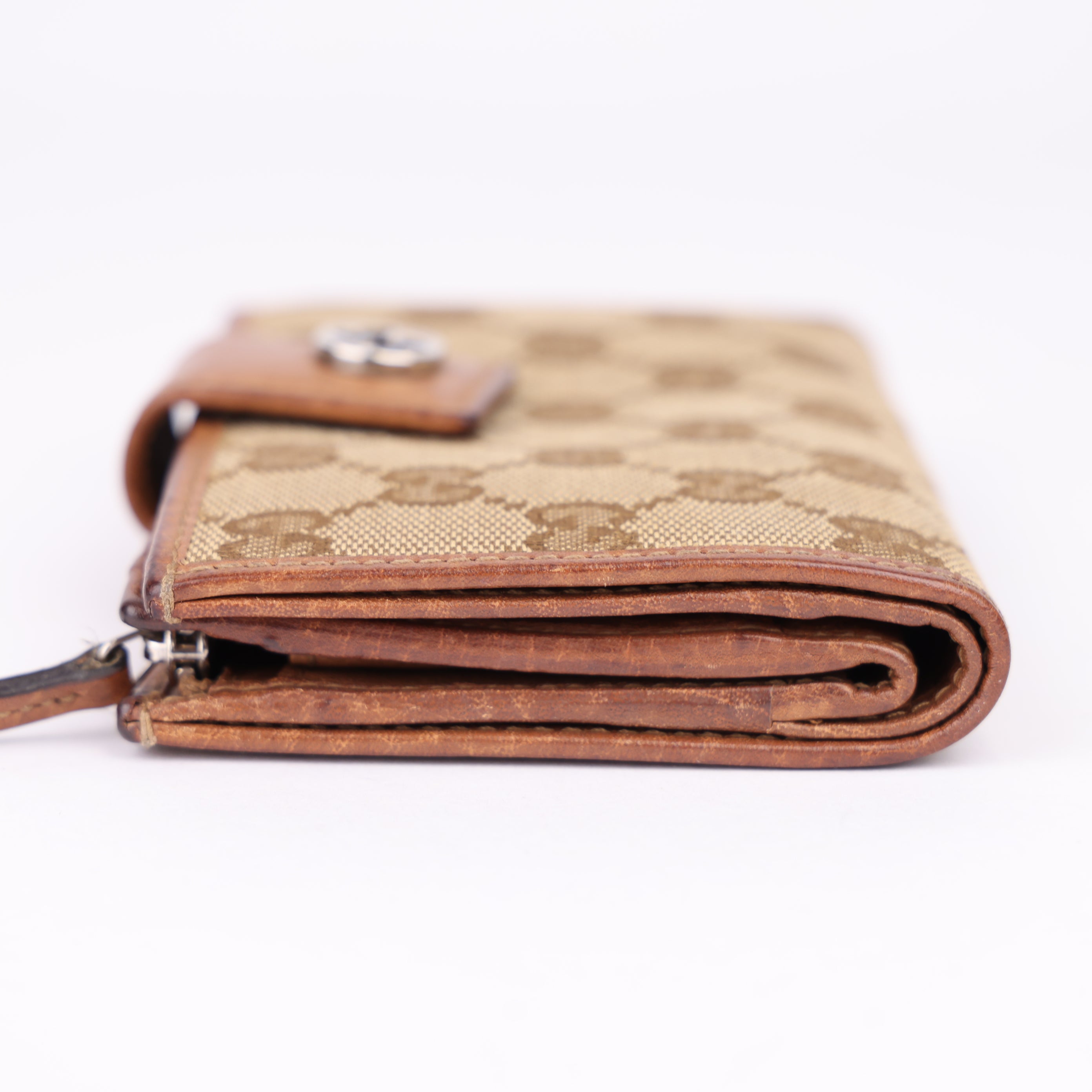 J1968 Gucci Brown Monogram Wallet - Pre Owned