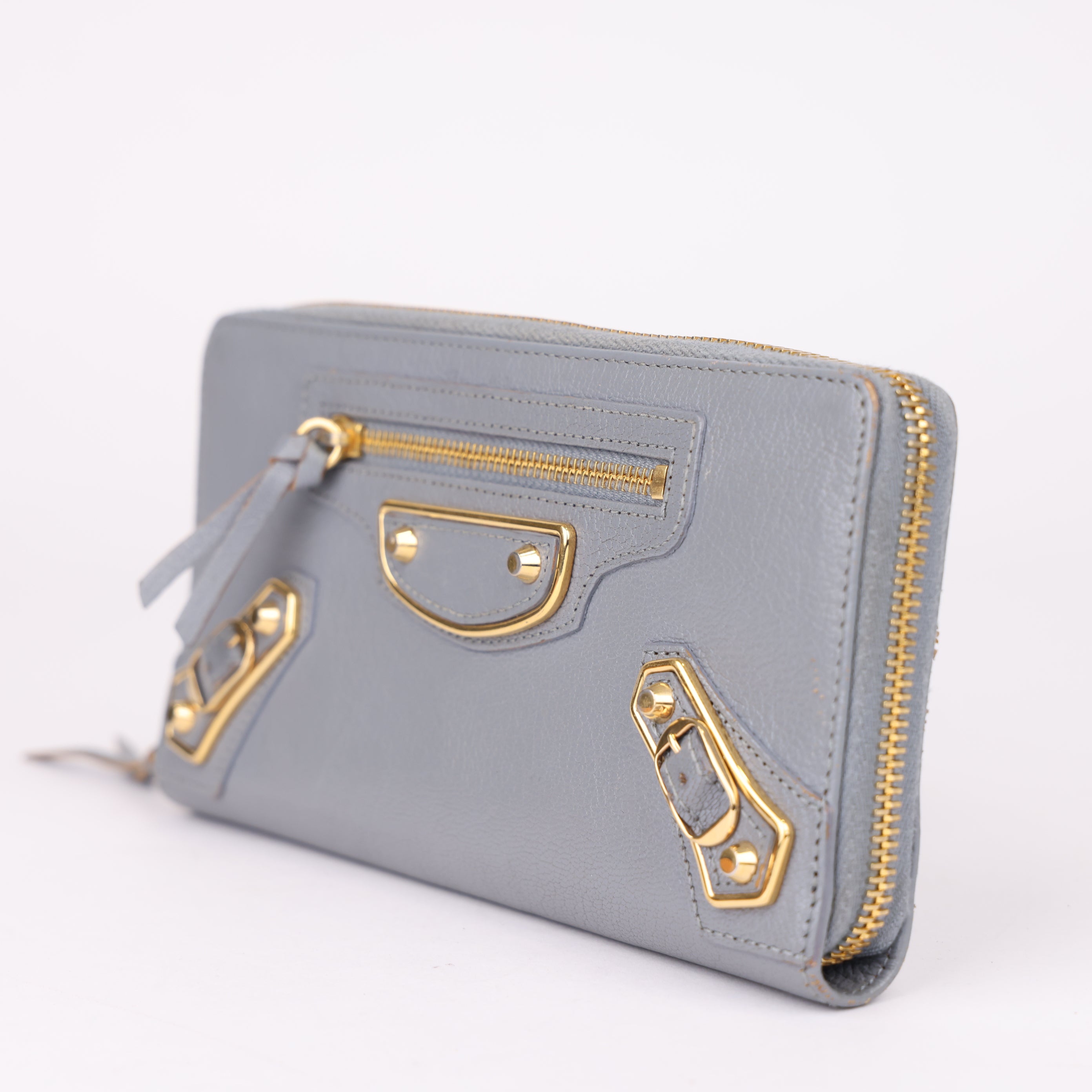 J1916 BALENCIAGA Leather Zip-Around Long Wallet- Pre Owned