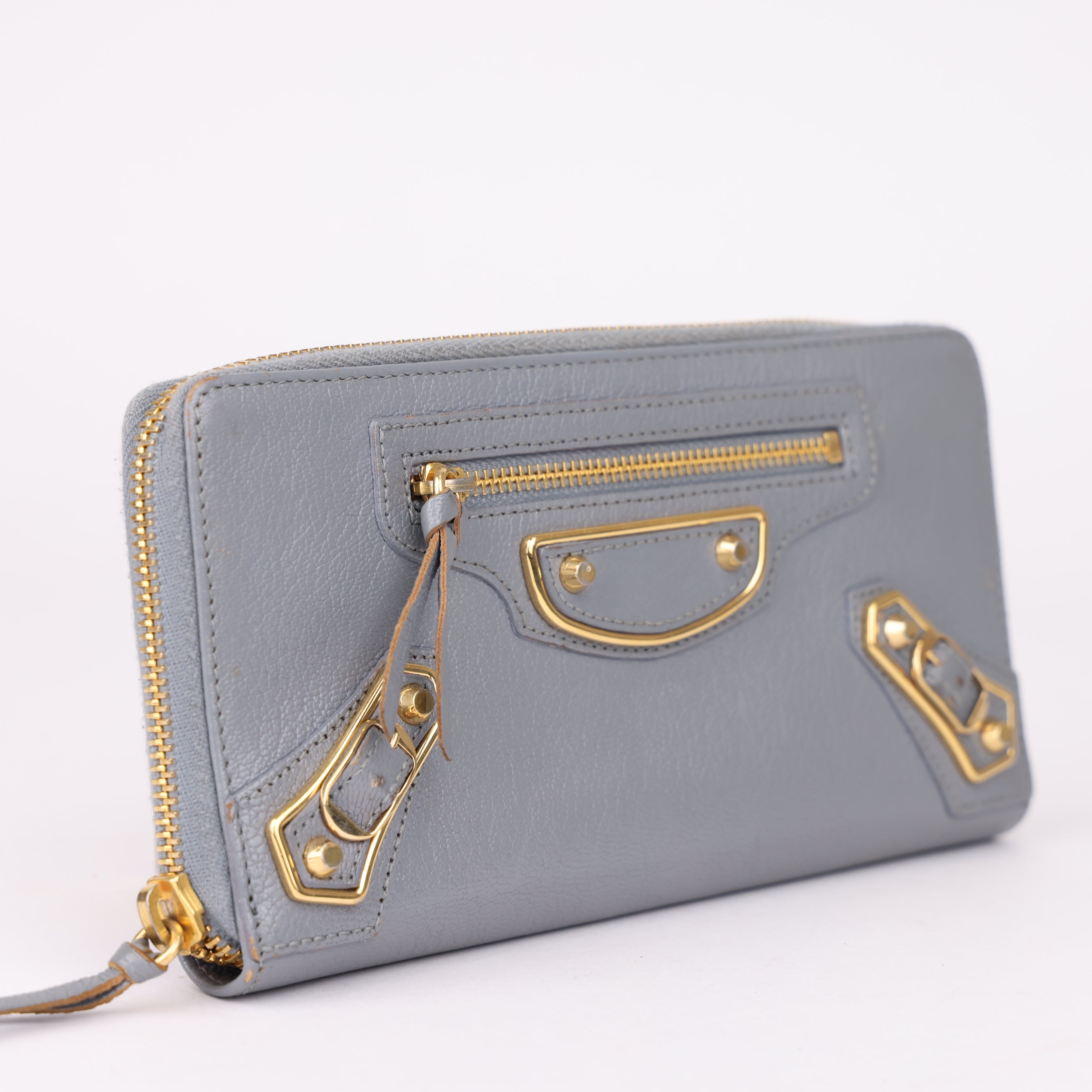 J1916 BALENCIAGA Leather Zip-Around Long Wallet- Pre Owned