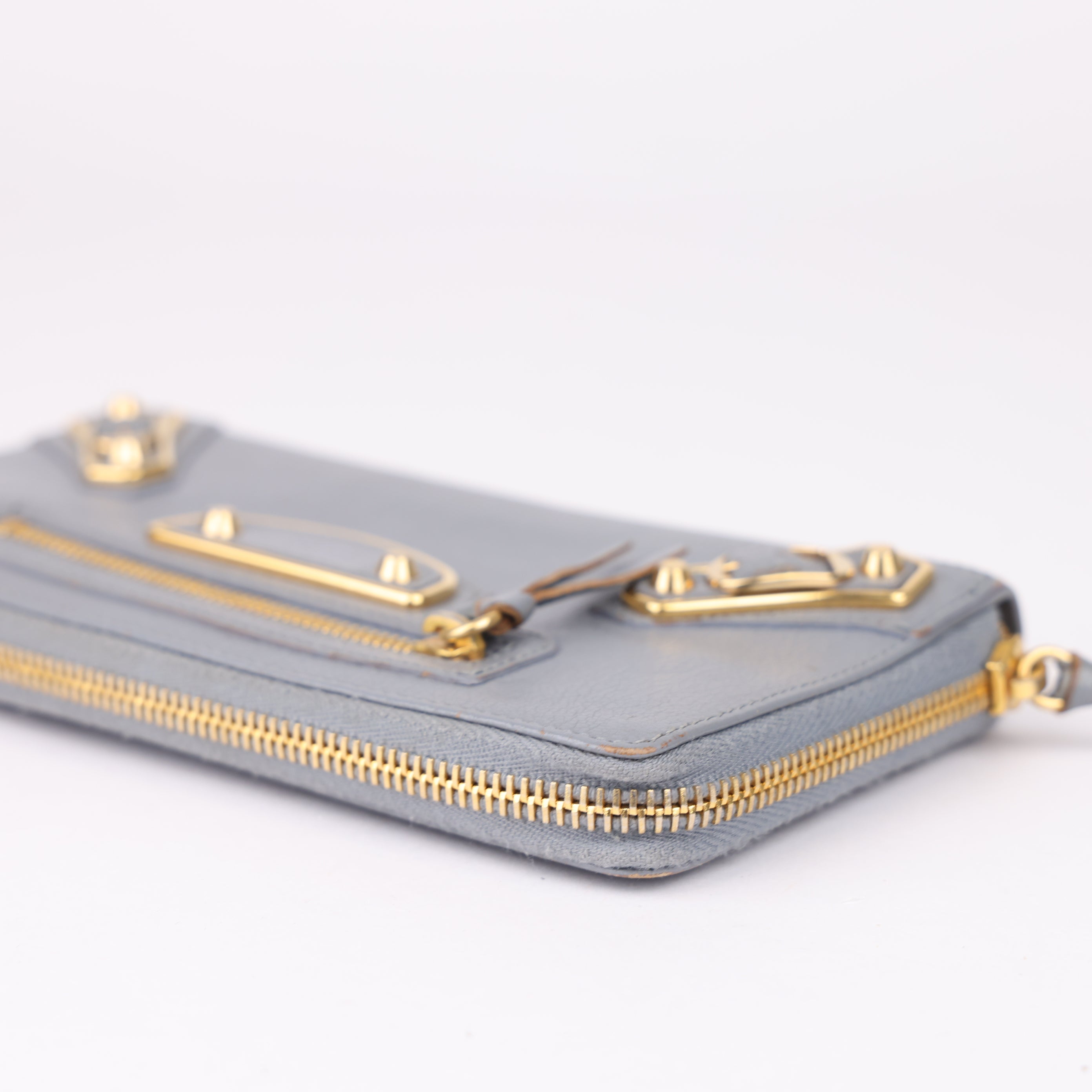 J1916 BALENCIAGA Leather Zip-Around Long Wallet- Pre Owned