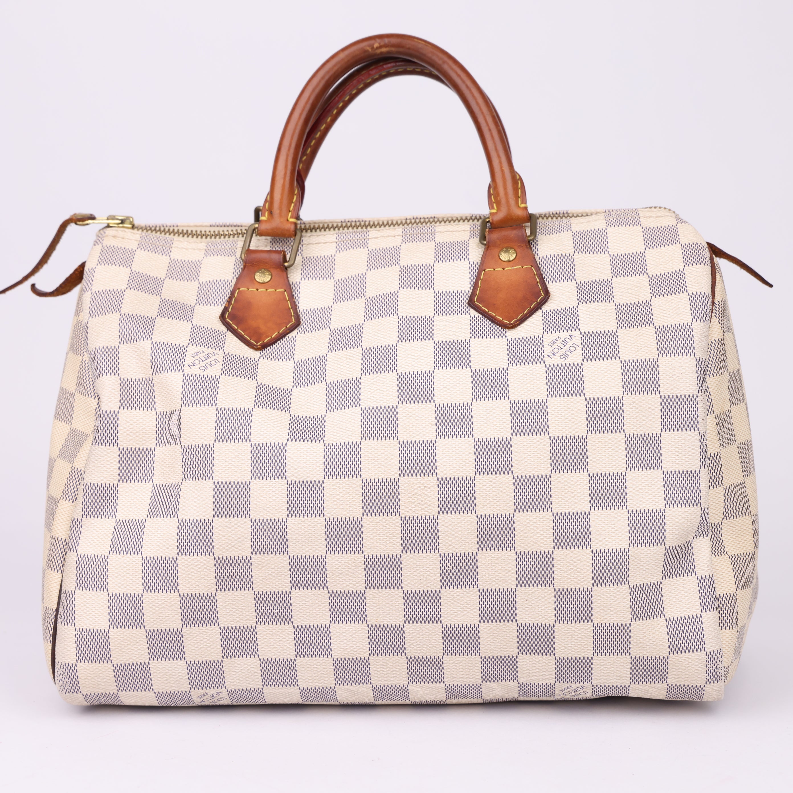 J1906 Louis Vuitton Speedy Handbag Damier 30 White- Pre Owned
