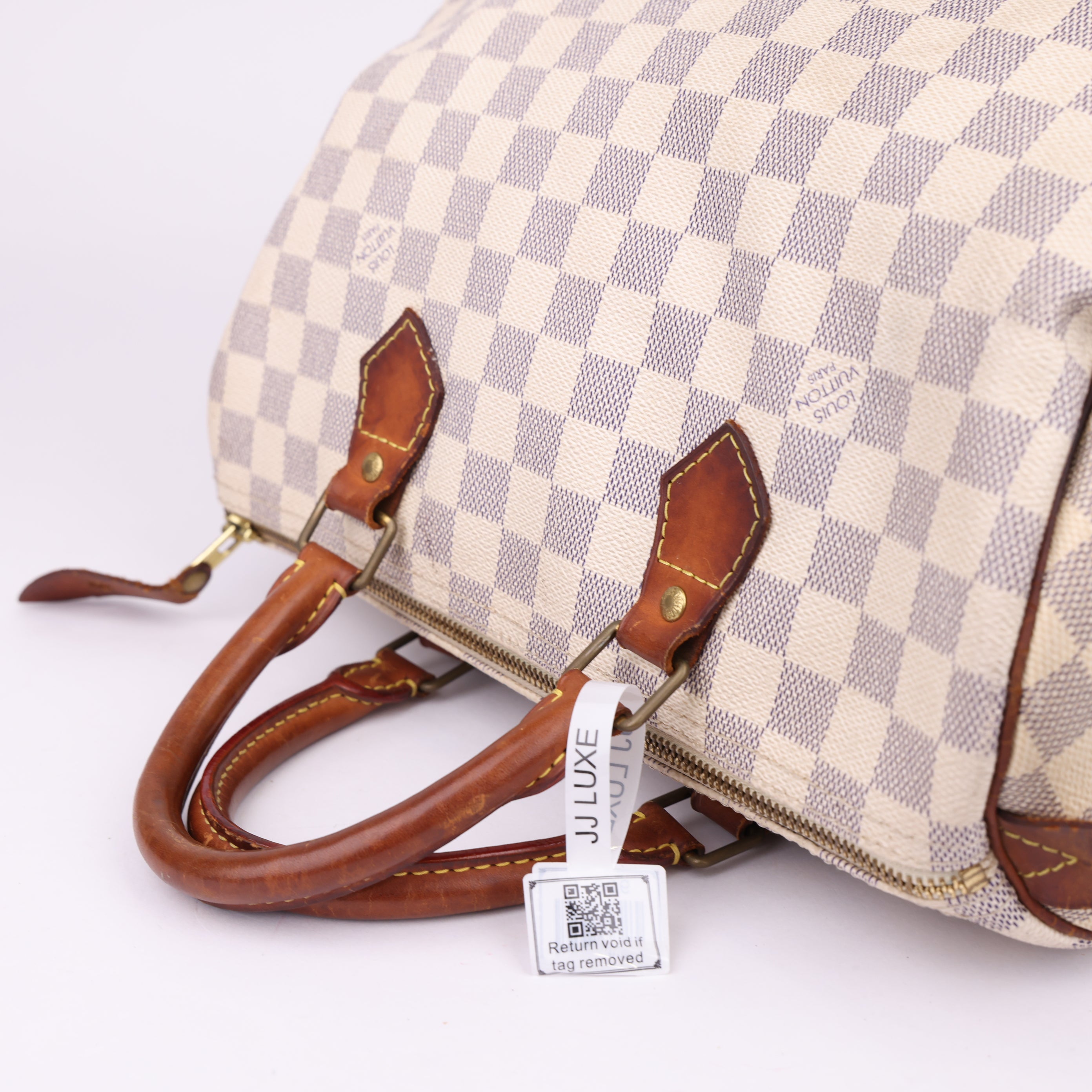 J1906 Louis Vuitton Speedy Handbag Damier 30 White- Pre Owned