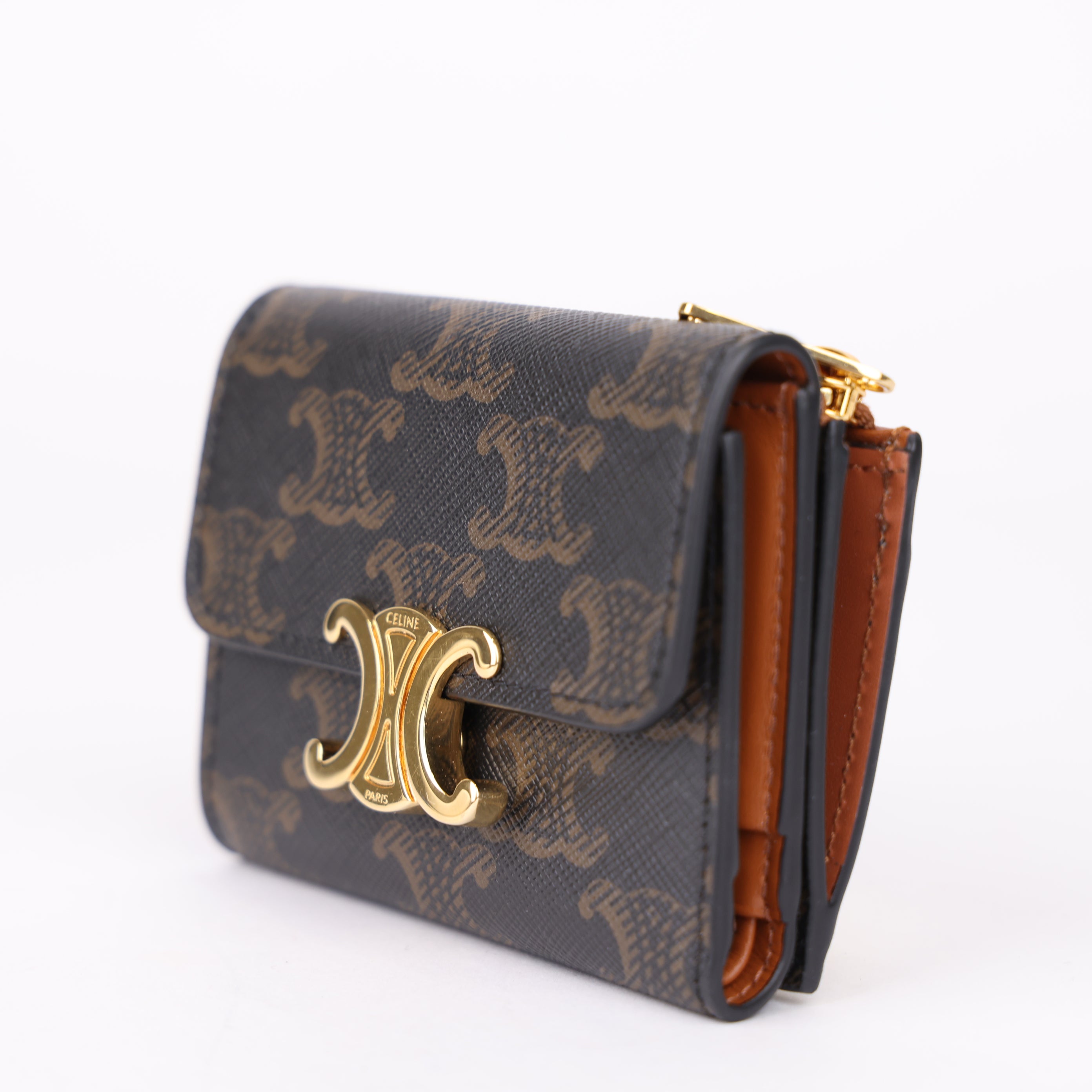 J1929 Celine Triomphe Compact Wallet- Pre Owned