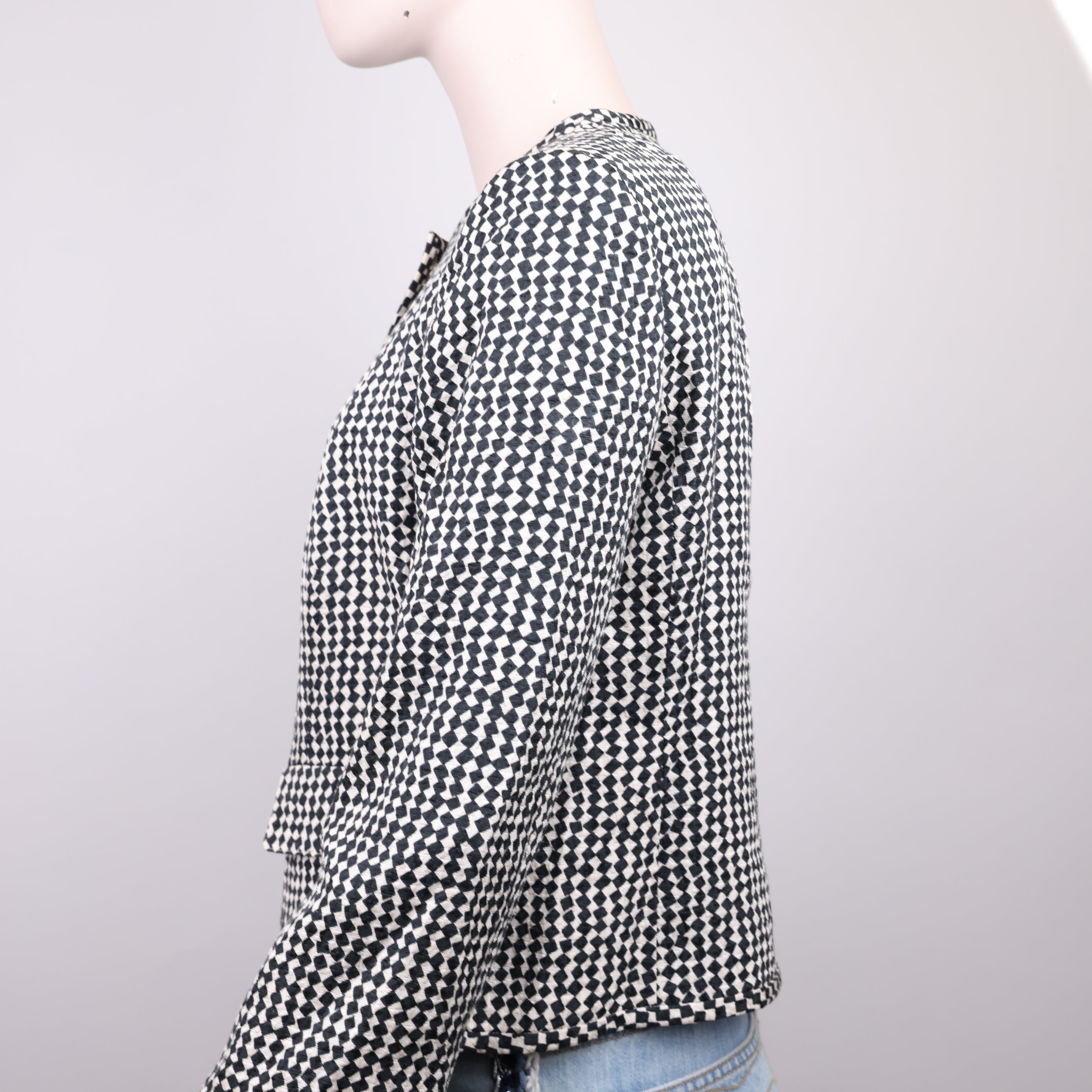 J1848# ARMANI Black and White Small Check Jacket Size 44- Pre Owned