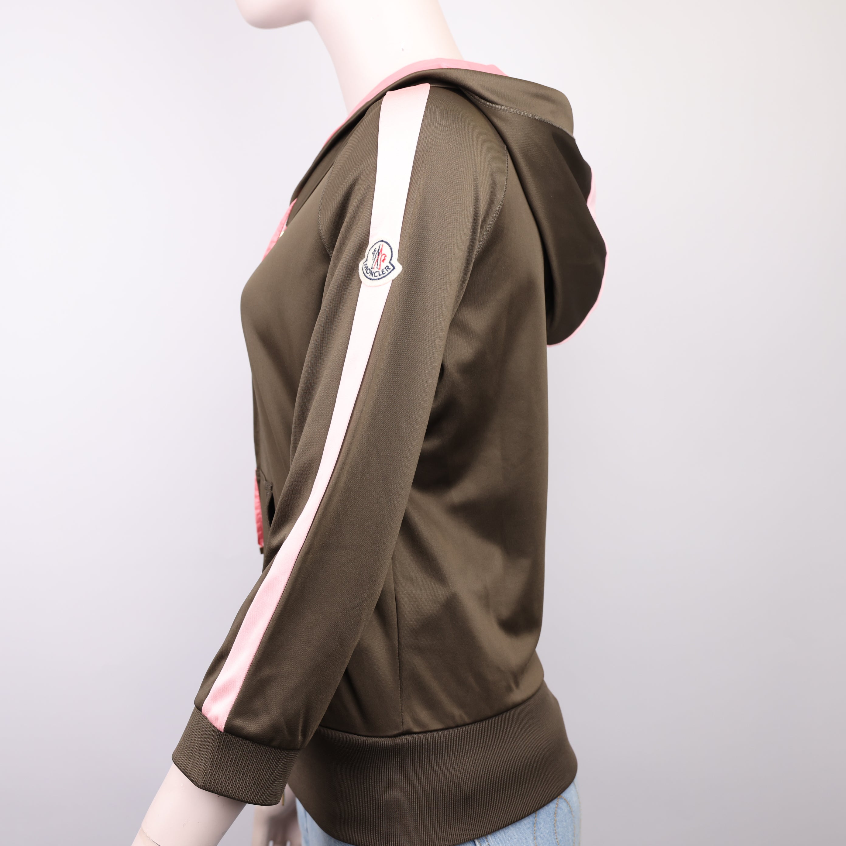 J1847# Moncler Color-Block Logo Embroidered Hooded Jacket Size M- Pre Owned
