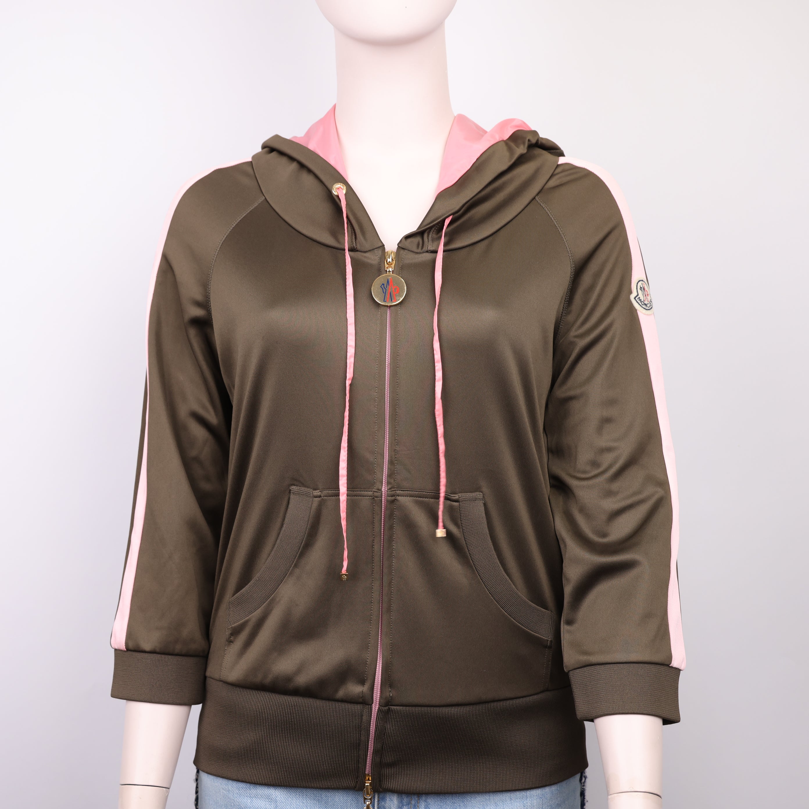 J1847 Moncler Color-Block Logo Embroidered Hooded Jacket Size M- Pre Owned