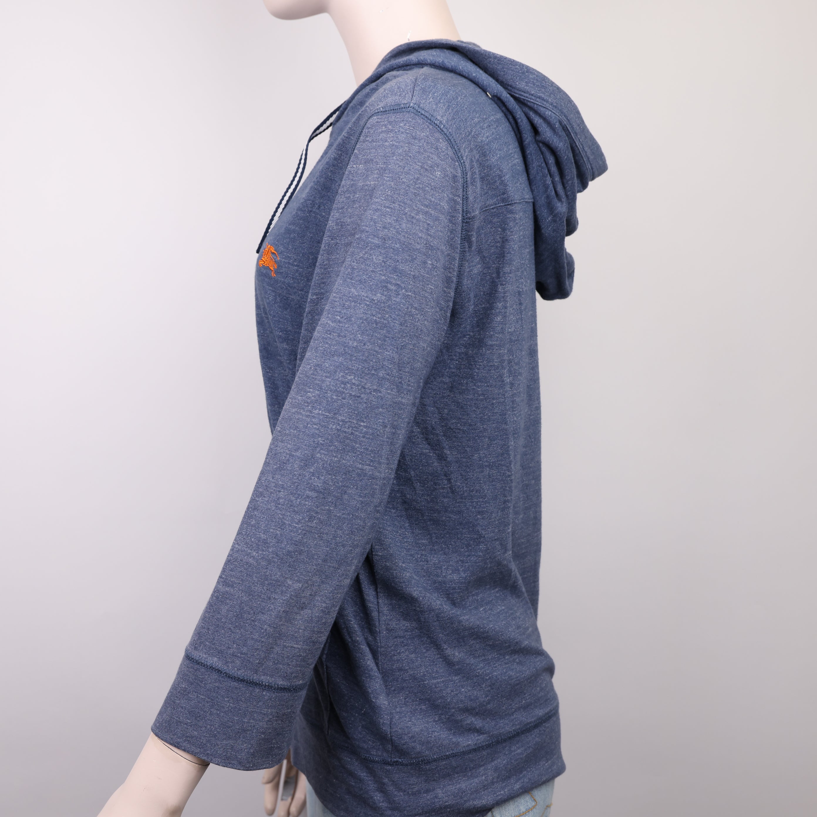 J1846 Burberry Blue Embroidered Hooded Jacket Size 2- Pre Owned