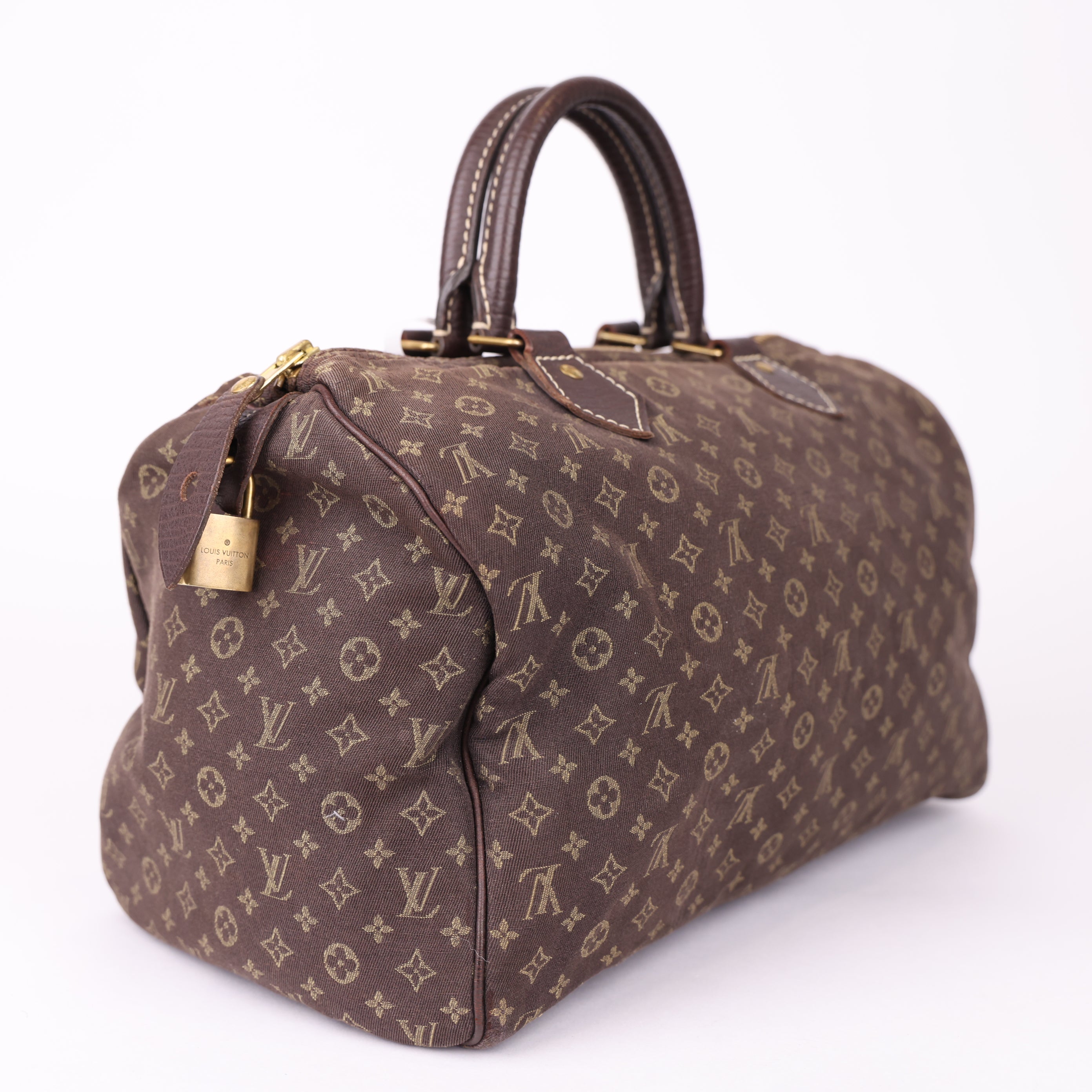 J1834 Louis Vuitton Brown Monogram Mini Lin Speedy 30- Pre Owned