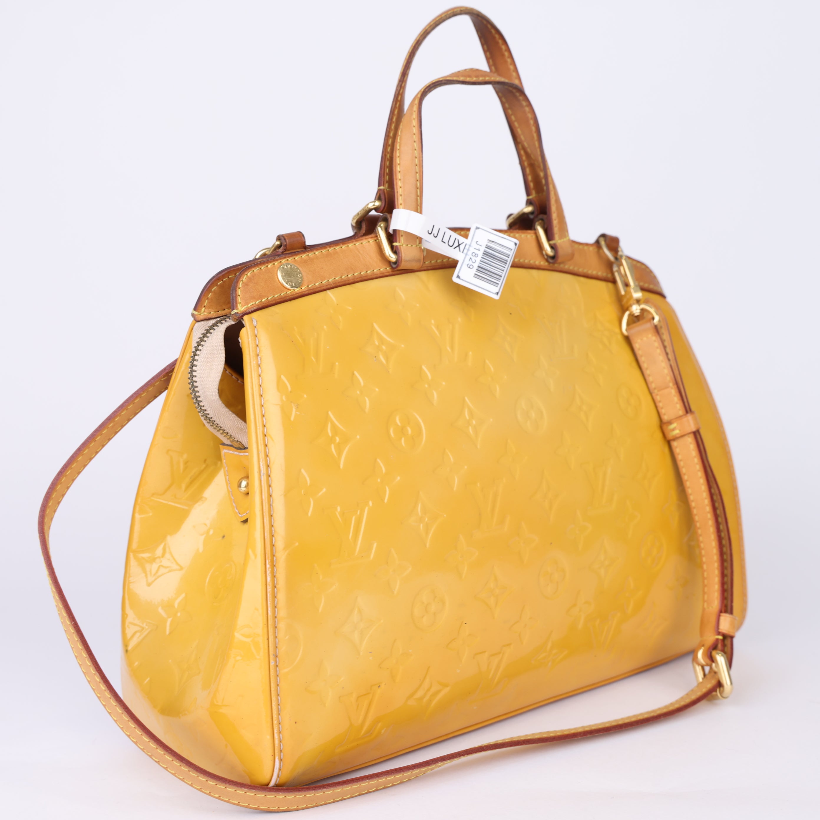 J1829 Louis Vuitton Brown Monogram Vernis Brea MM Beige- Pre Owned