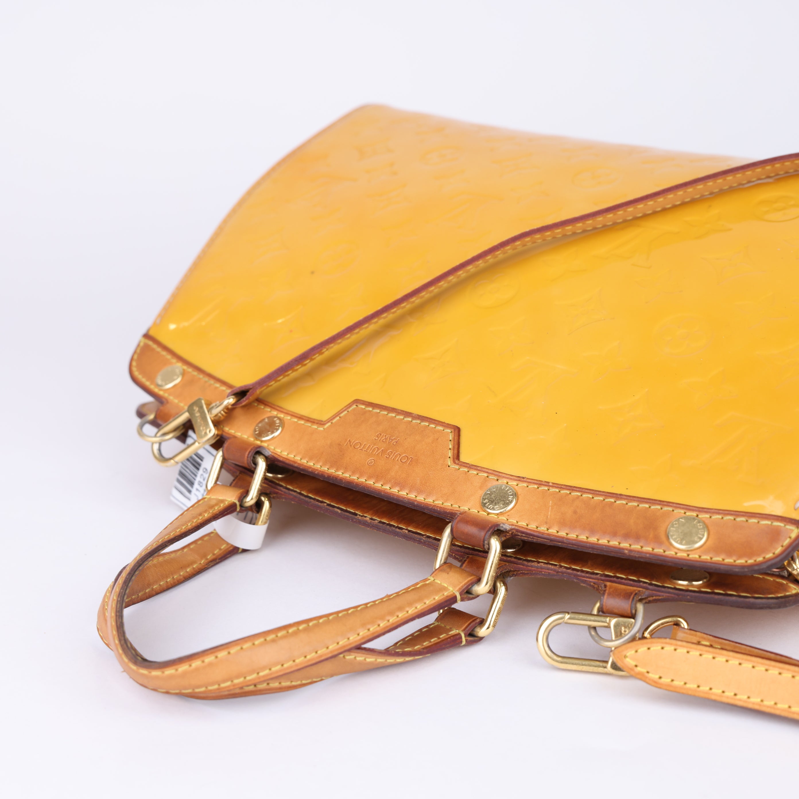 J1829 Louis Vuitton Brown Monogram Vernis Brea MM Beige- Pre Owned