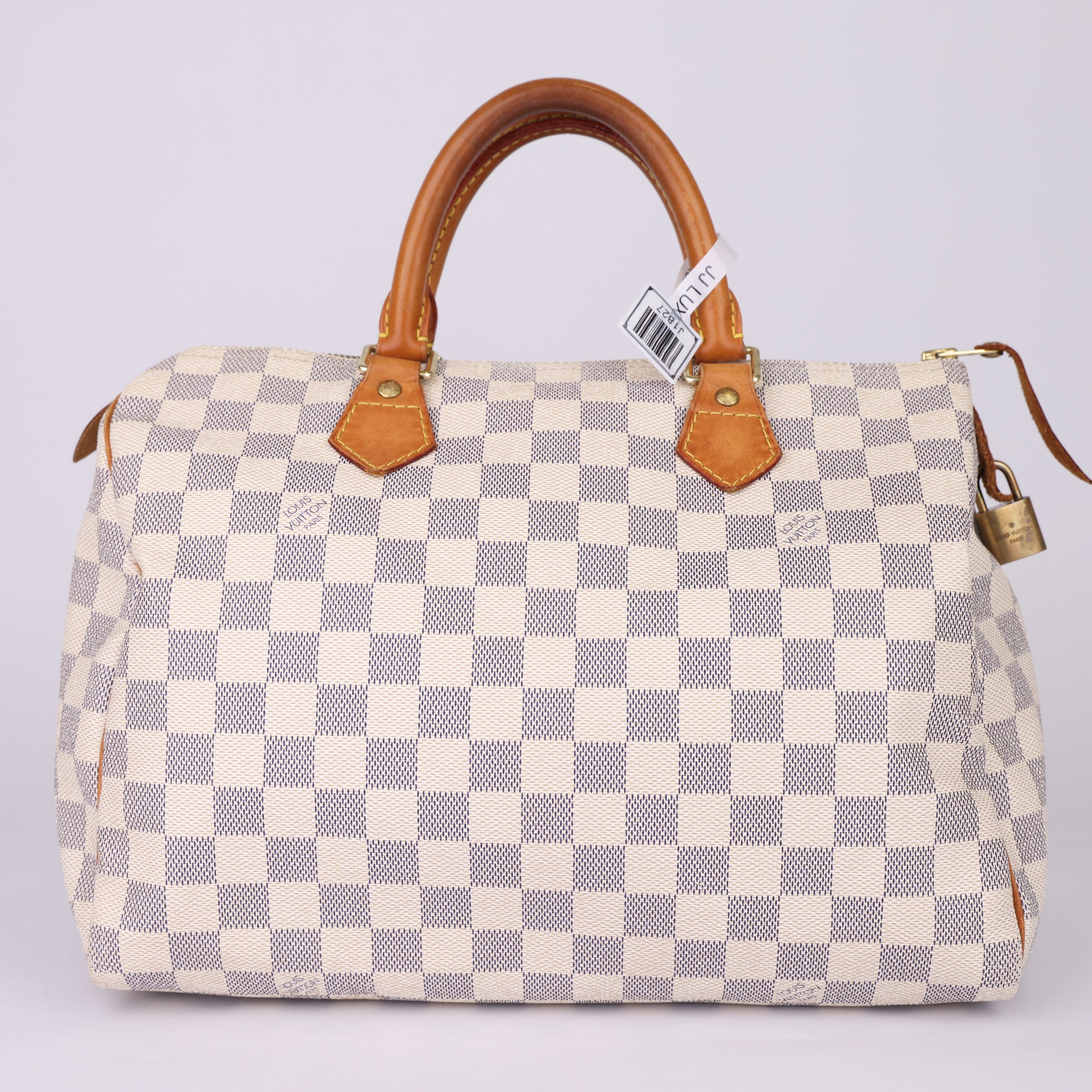 J1827 Louis Vuitton Speedy Handbag Damier 30 White- Pre Owned