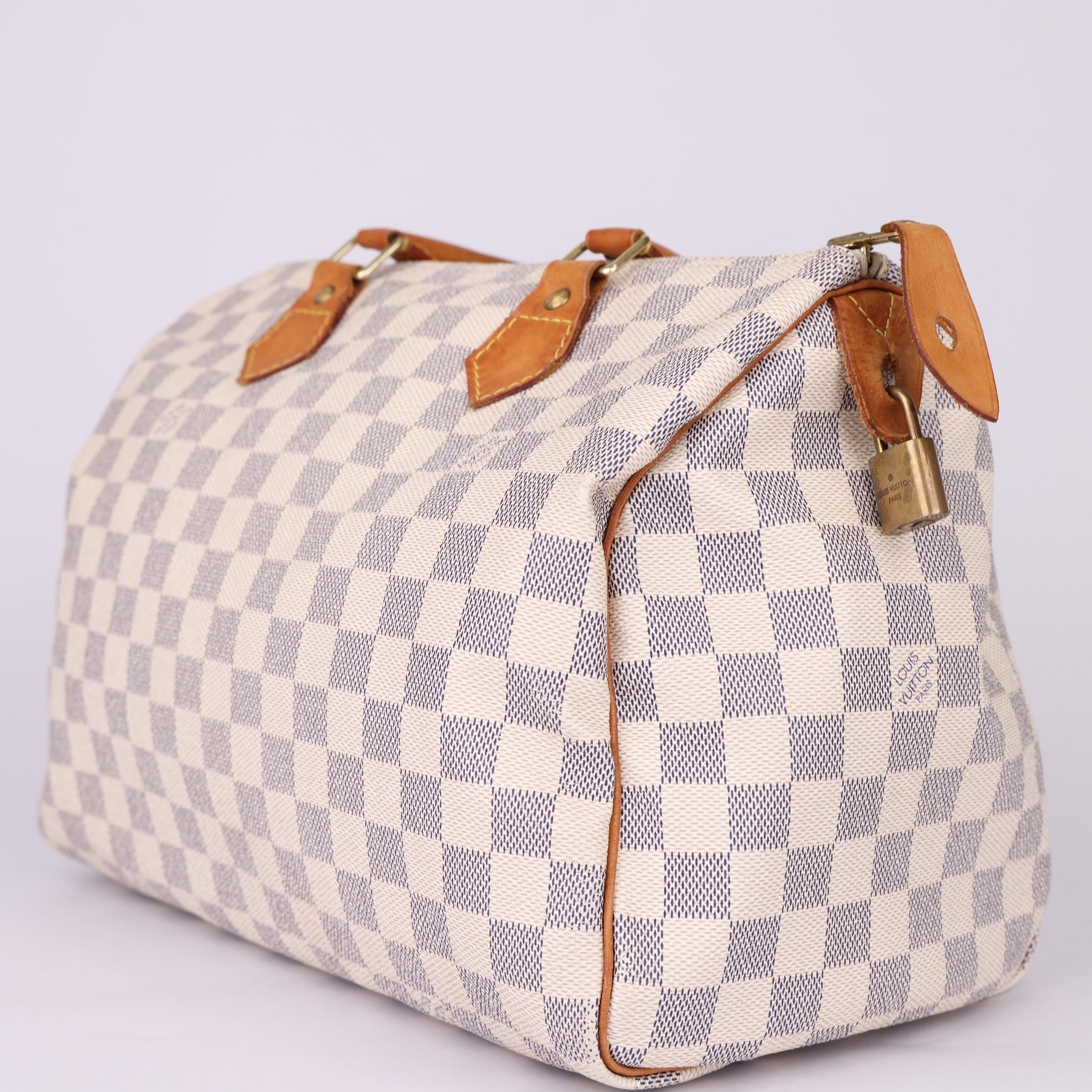 J1827 Louis Vuitton Speedy Handbag Damier 30 White- Pre Owned