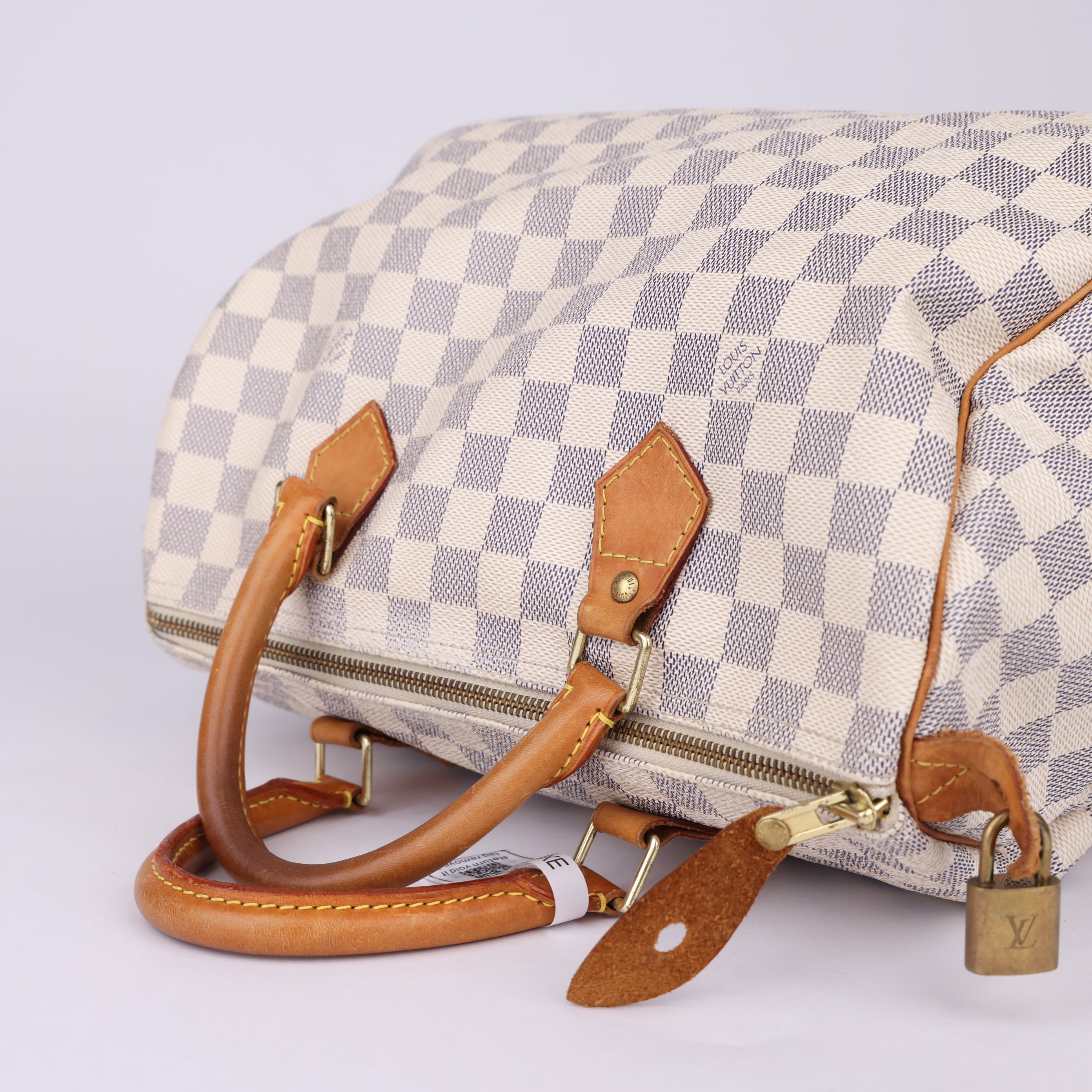 J1827 Louis Vuitton Speedy Handbag Damier 30 White- Pre Owned