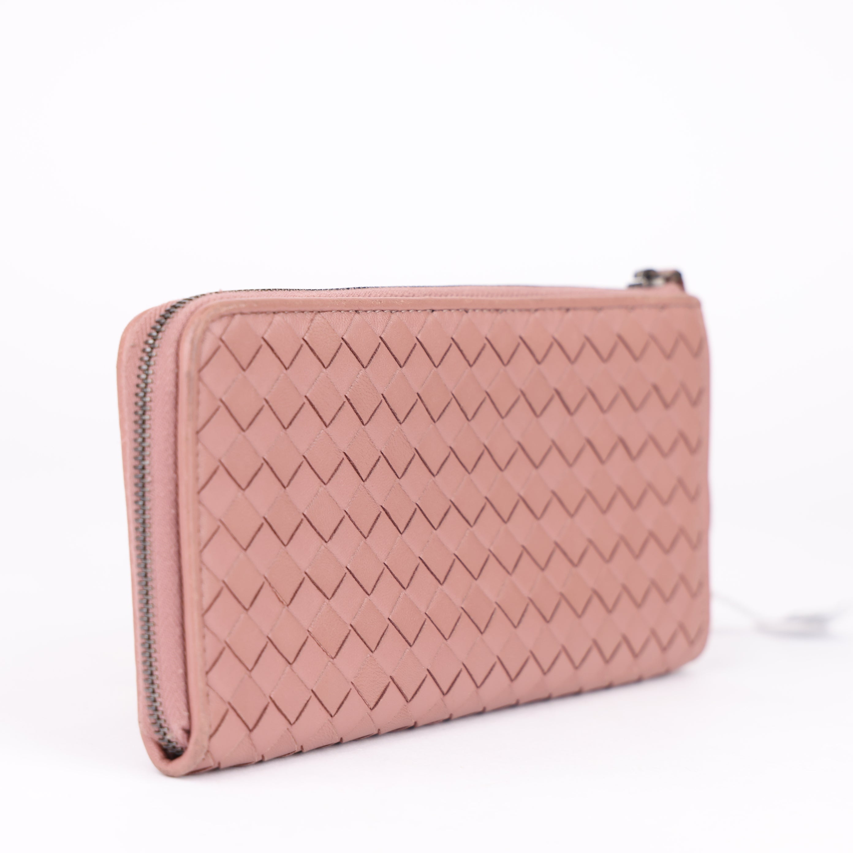 J1796 Bottega Veneta Intrecciato Zip-Around Wallet- Pre Owned