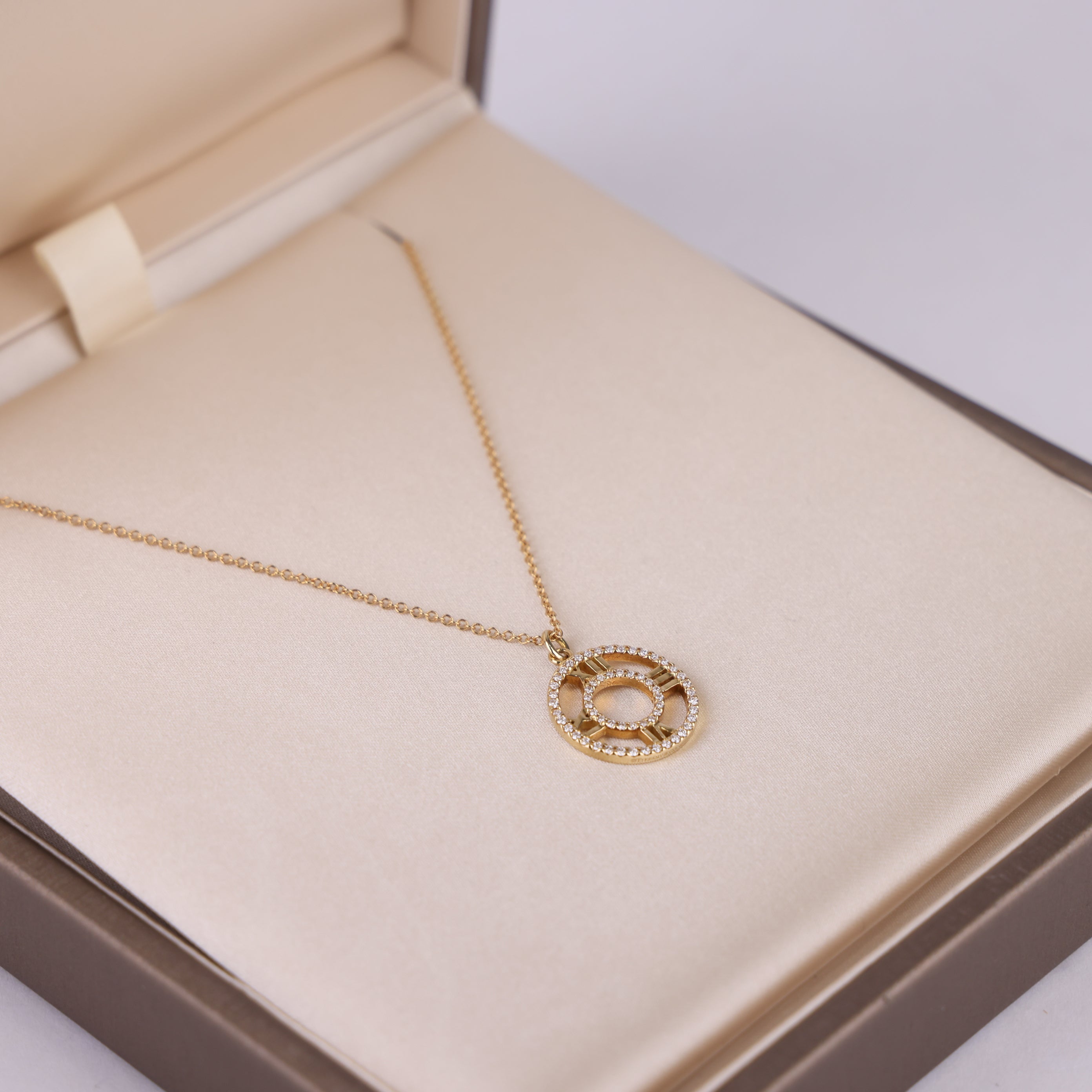 J1868 Tiffany & Co. Atlas Diamond Pendant in 18k Gold- Pre Owned