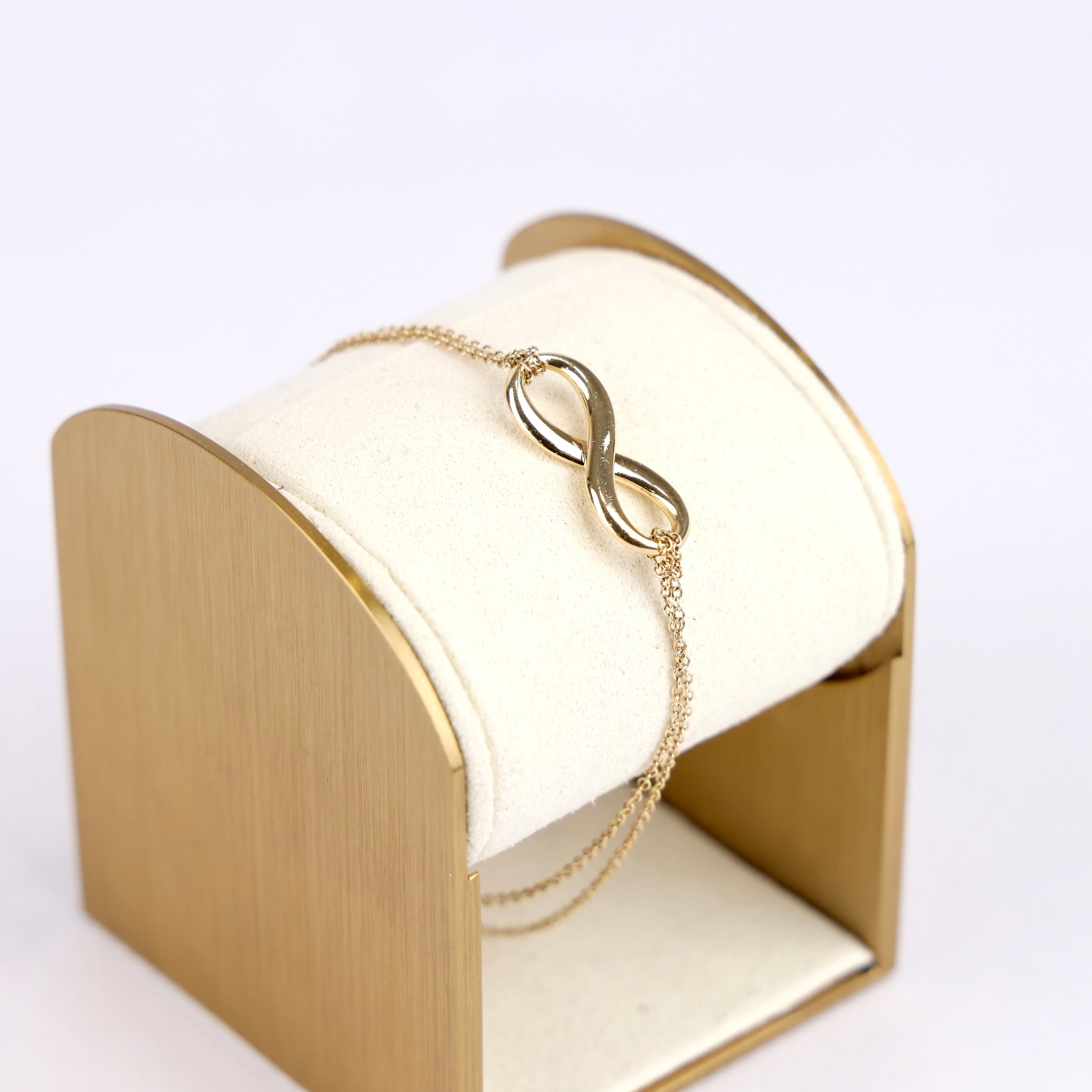 J1861 Tiffany & Co. 750 18ct Yellow Gold Infinity Pendant Double Chain Bracelet- Pre Owned