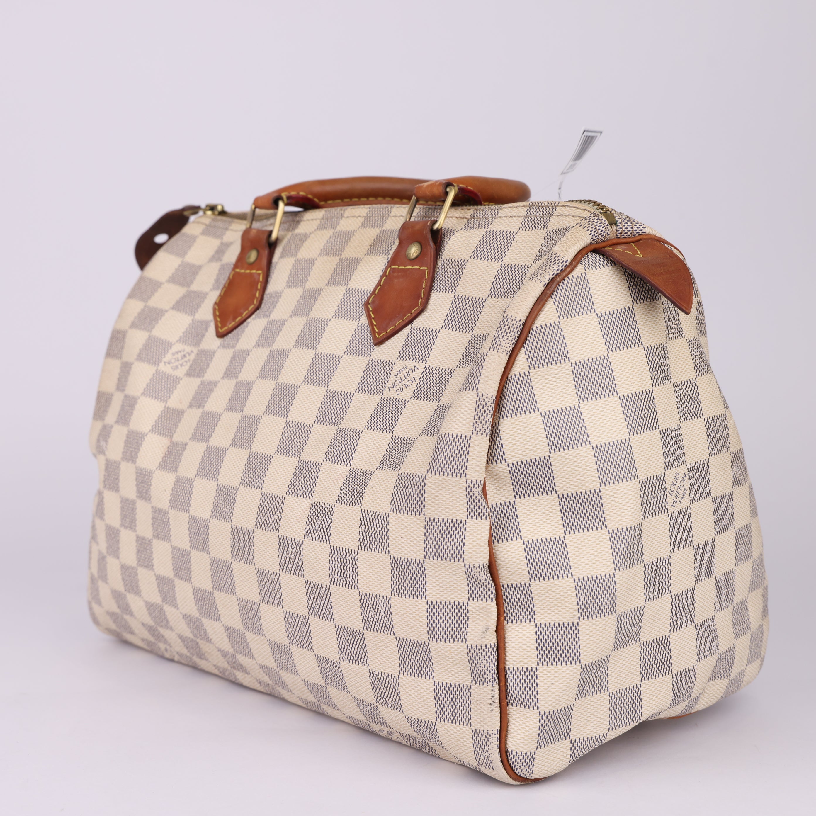 J1753 Louis Vuitton Speedy Handbag Damier 30 White- Pre Owned