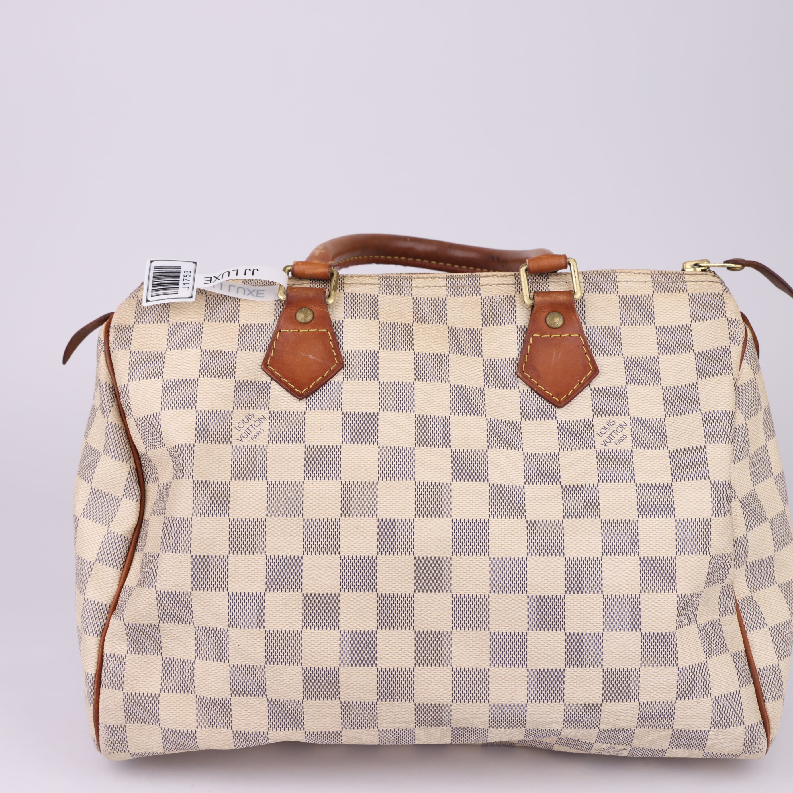 J1753 Louis Vuitton Speedy Handbag Damier 30 White- Pre Owned
