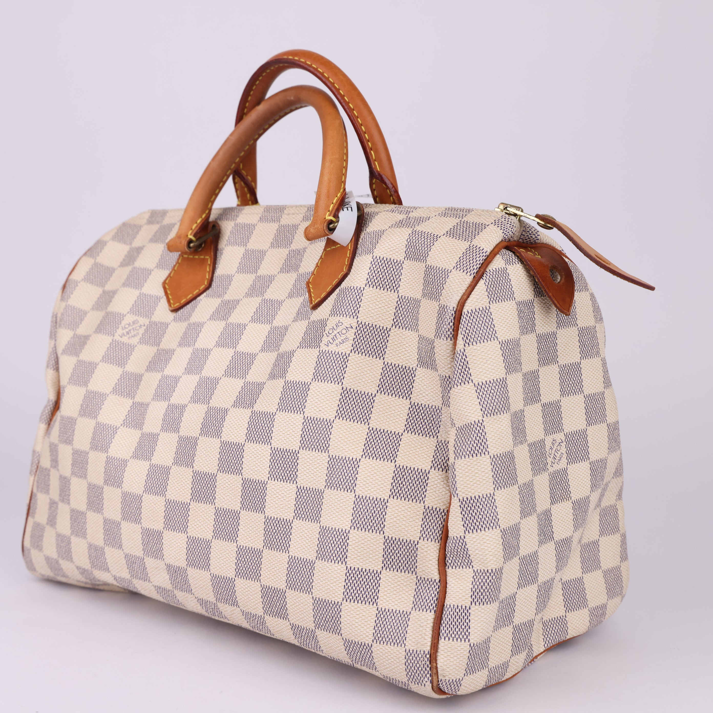 J1754 Louis Vuitton Speedy Handbag Damier 30 White- Pre Owned