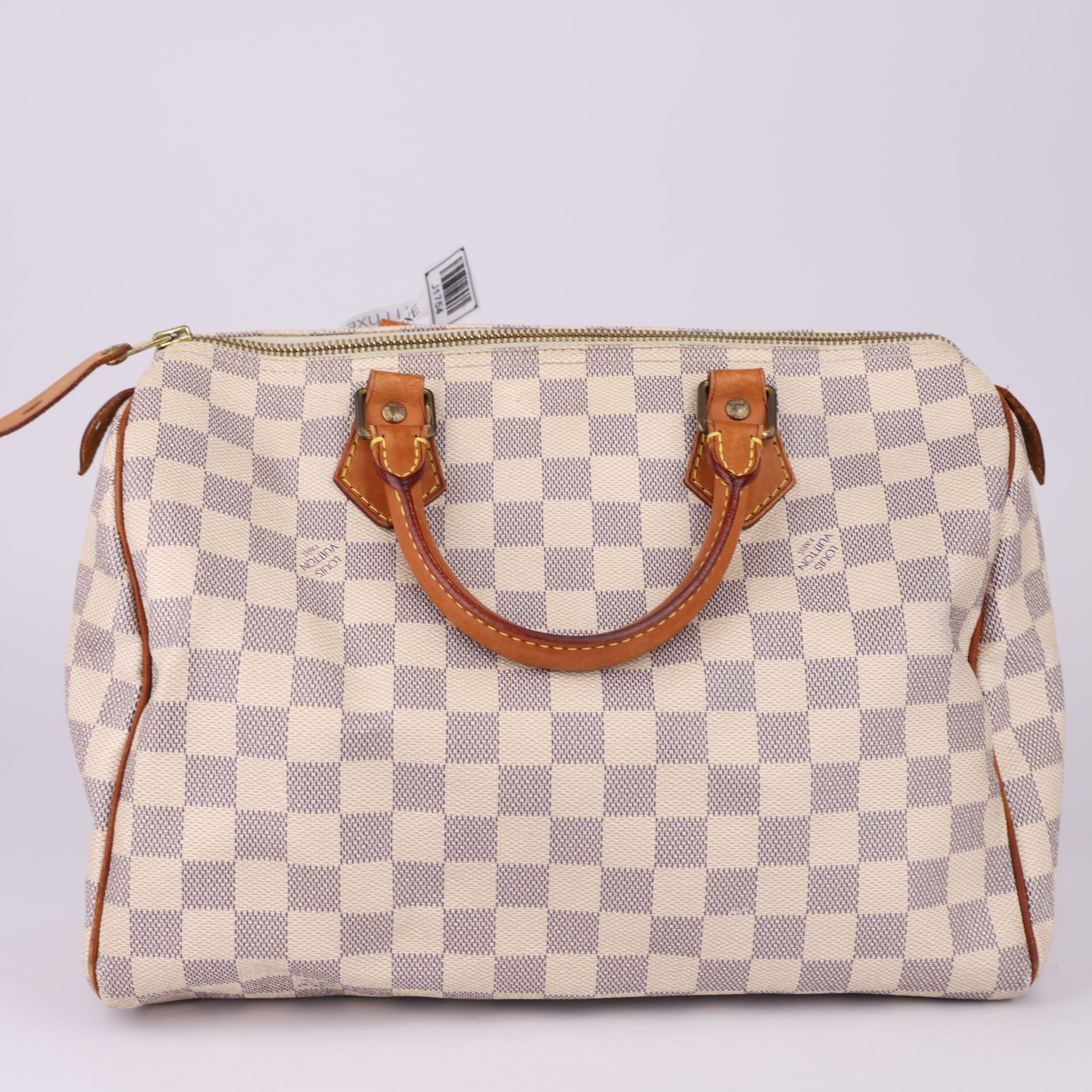 J1754 Louis Vuitton Speedy Handbag Damier 30 White- Pre Owned