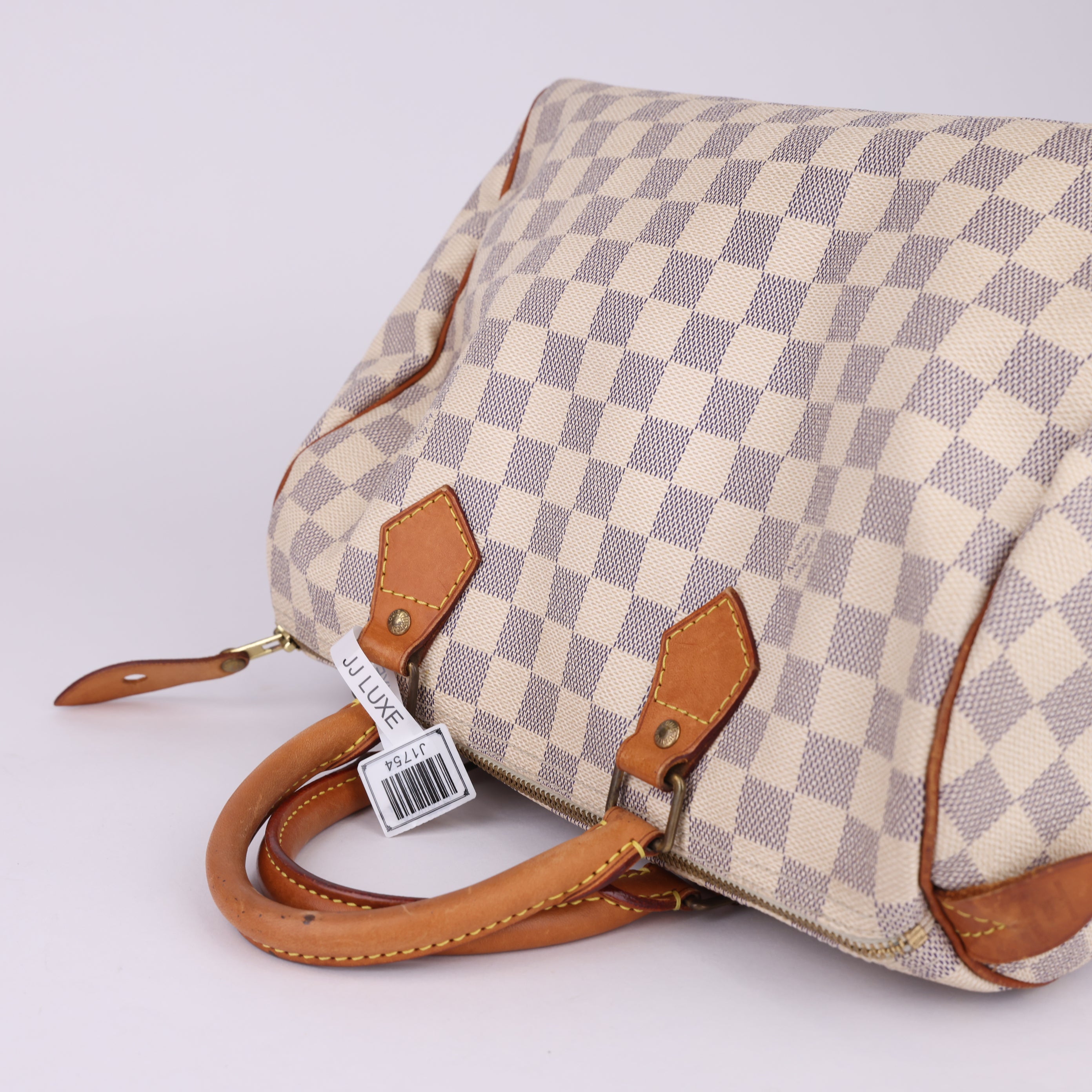 J1754 Louis Vuitton Speedy Handbag Damier 30 White- Pre Owned