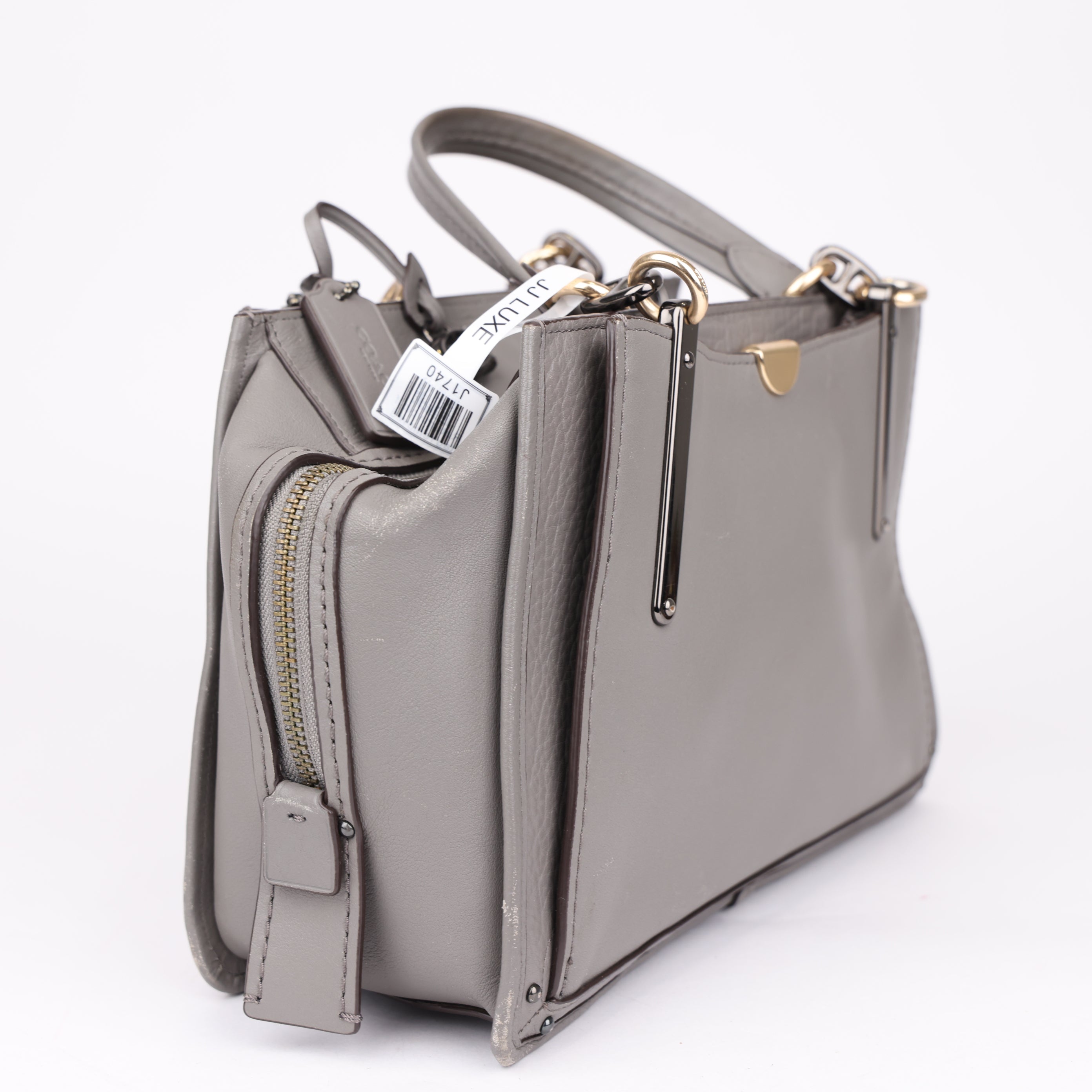 J1740 Coach Gray Leather Satchel Handbag- Pre Owned