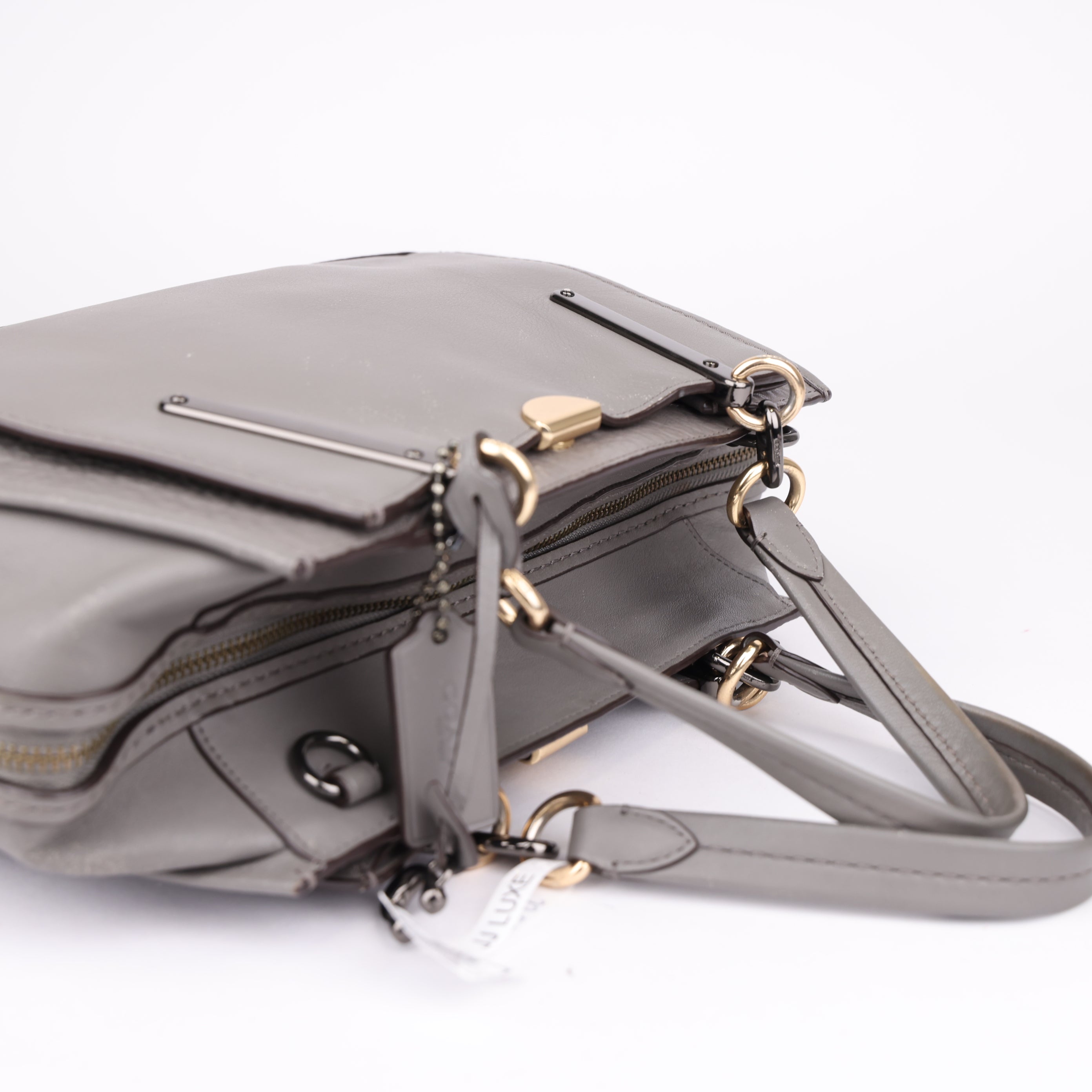 J1740 Coach Gray Leather Satchel Handbag- Pre Owned