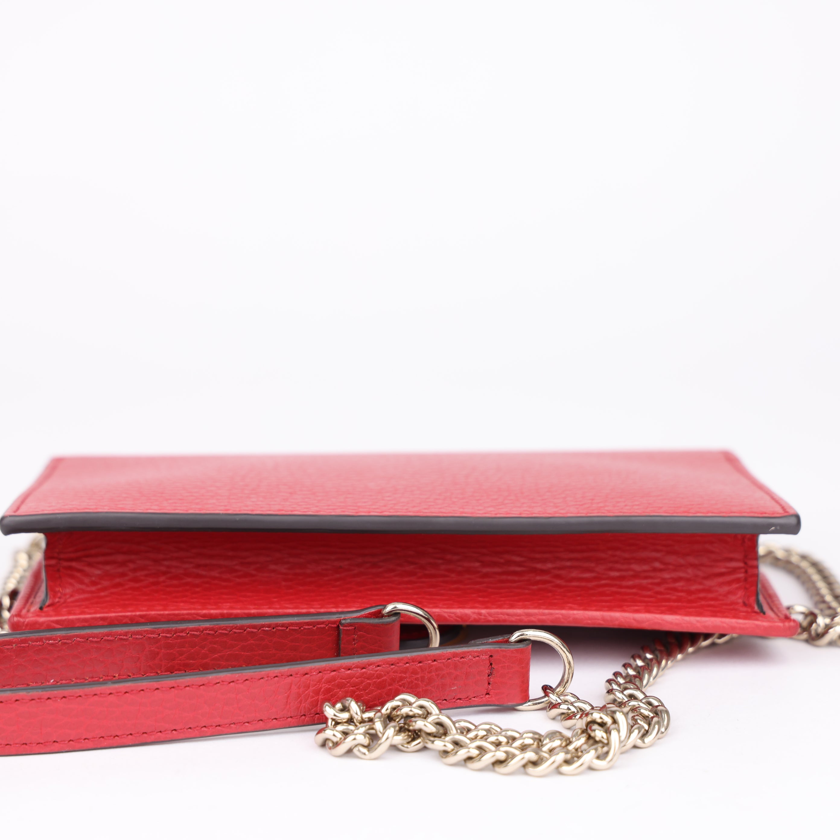 J1760 Gucci Red Dollar Calfskin Interlocking G Chain Bag- Pre Owned