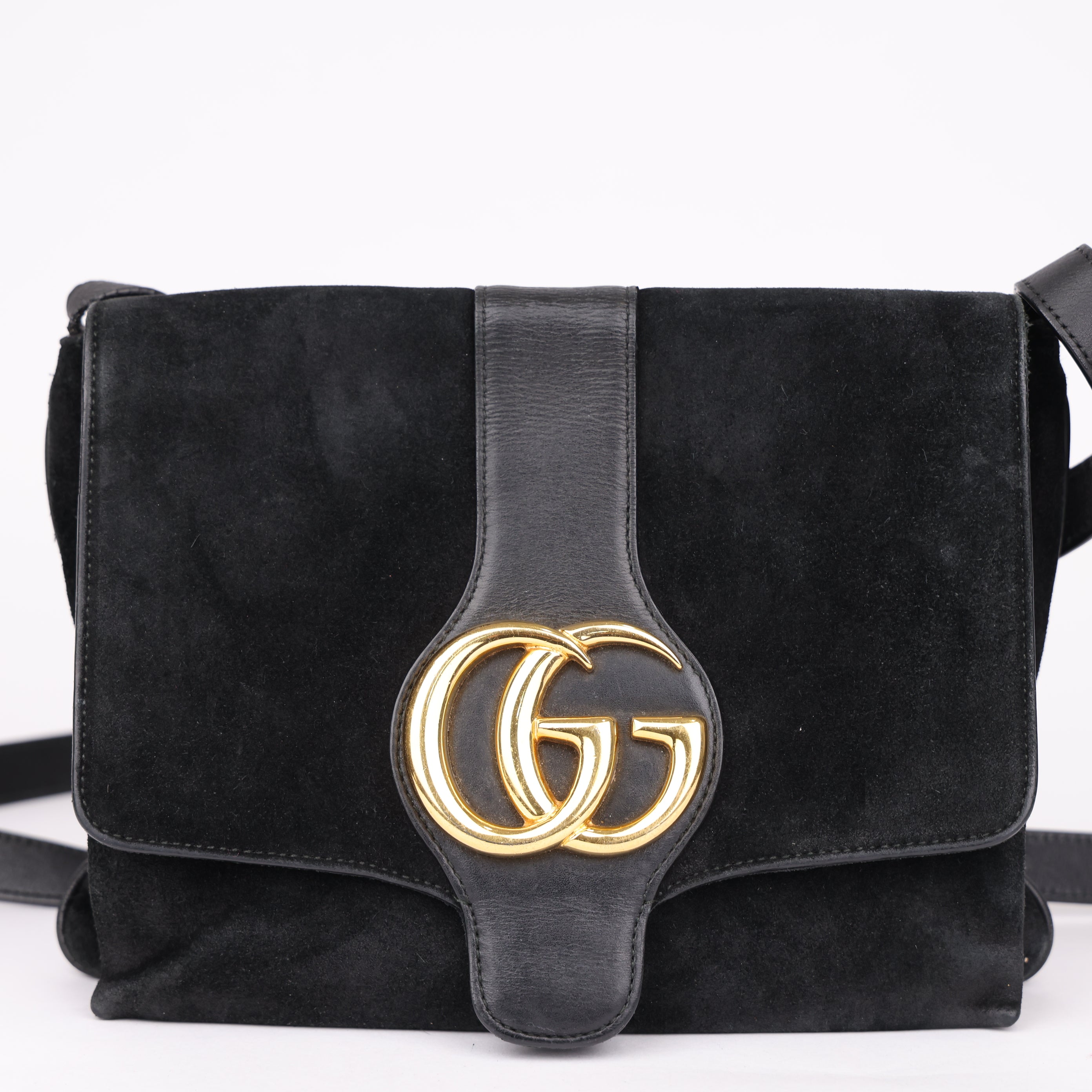 J1764 Gucci Black Medium Arli Suede Crossbody Bag- Pre Owned