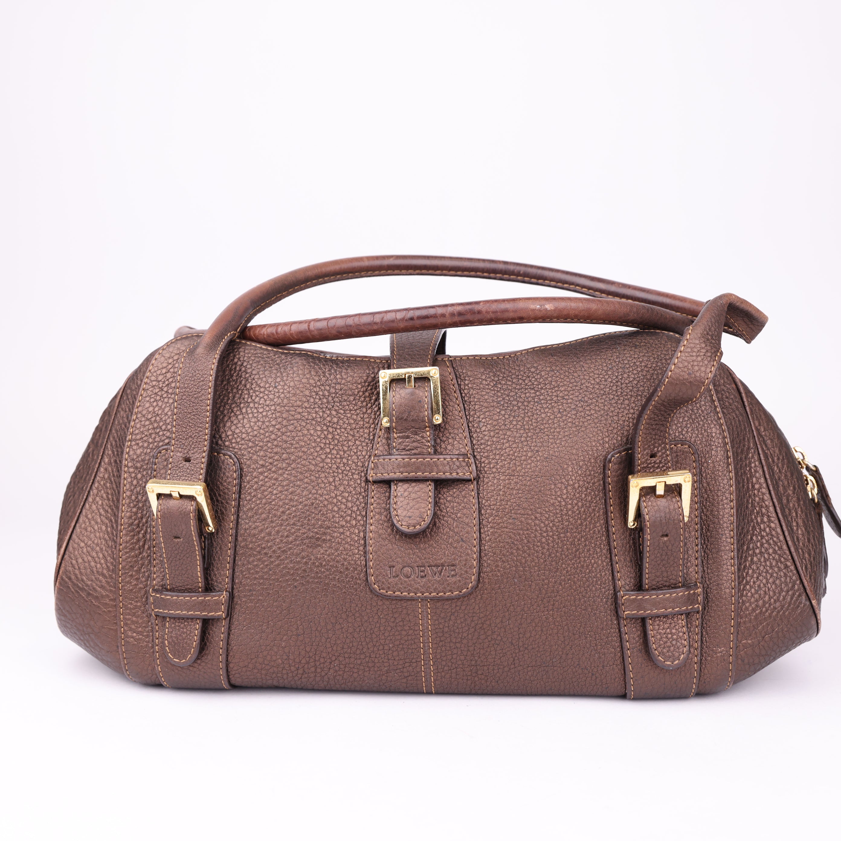 J1735 Loewe Brown Senda Dark brown Leather Bag- Pre Owned