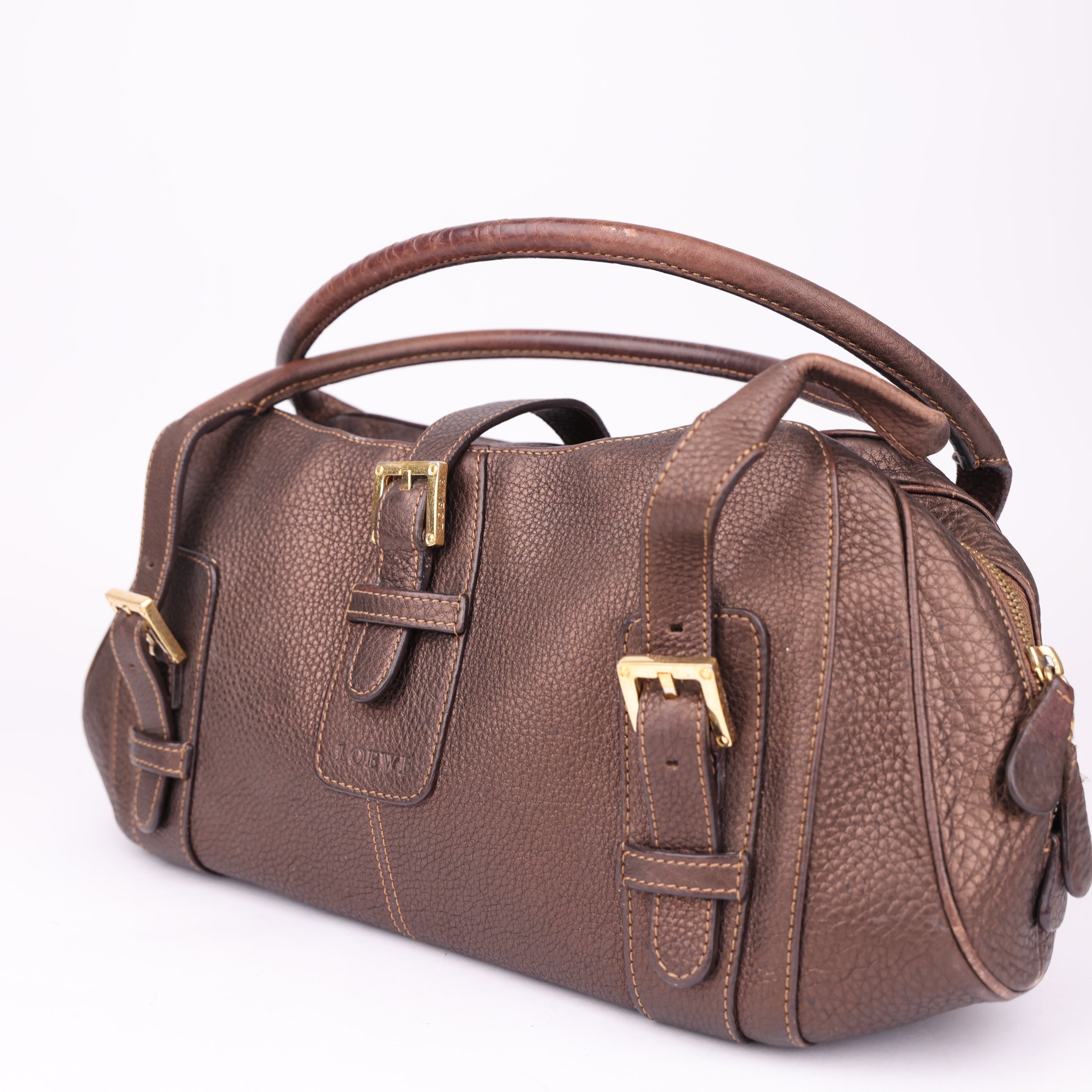 J1735 Loewe Brown Senda Dark brown Leather Bag- Pre Owned