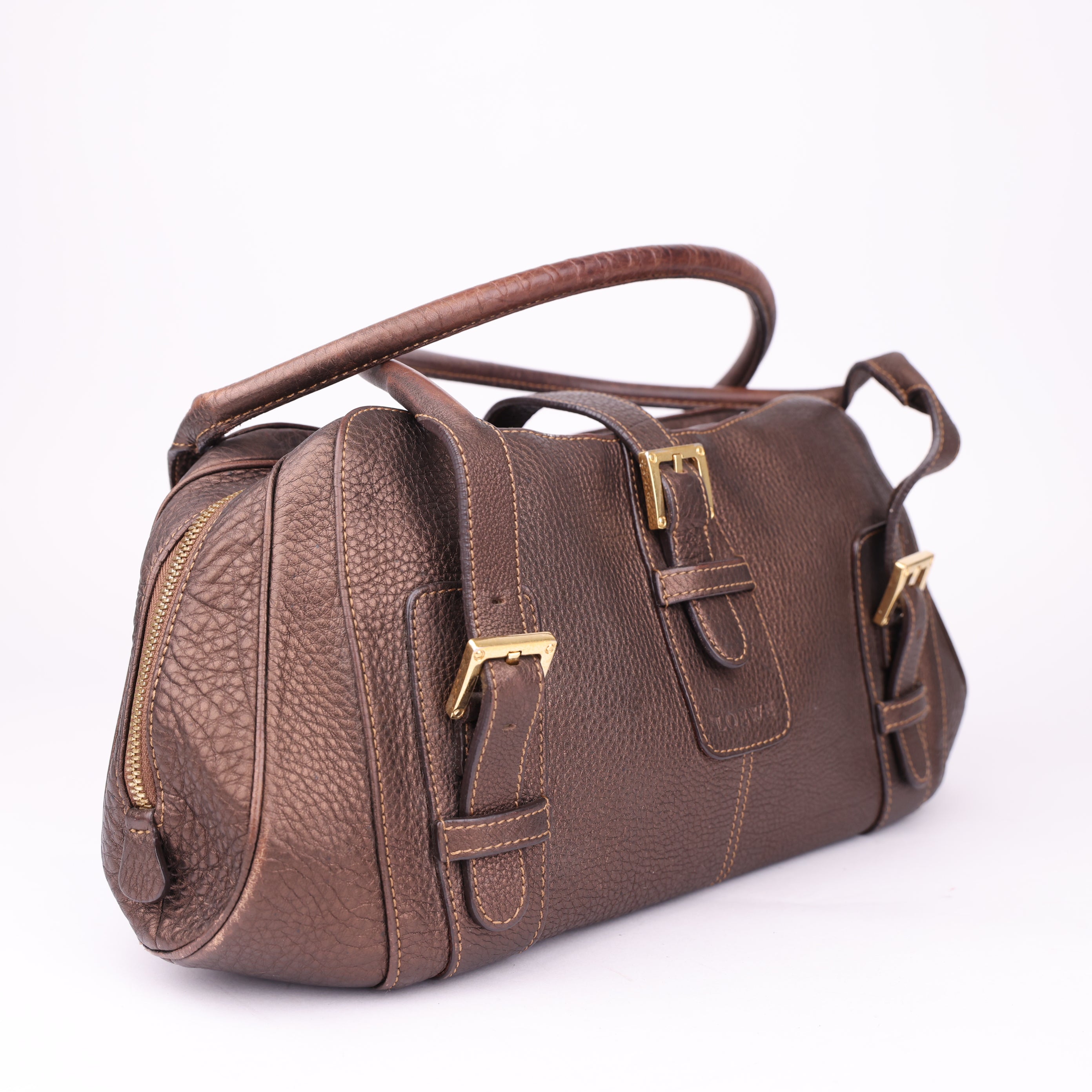 J1735 Loewe Brown Senda Dark brown Leather Bag- Pre Owned