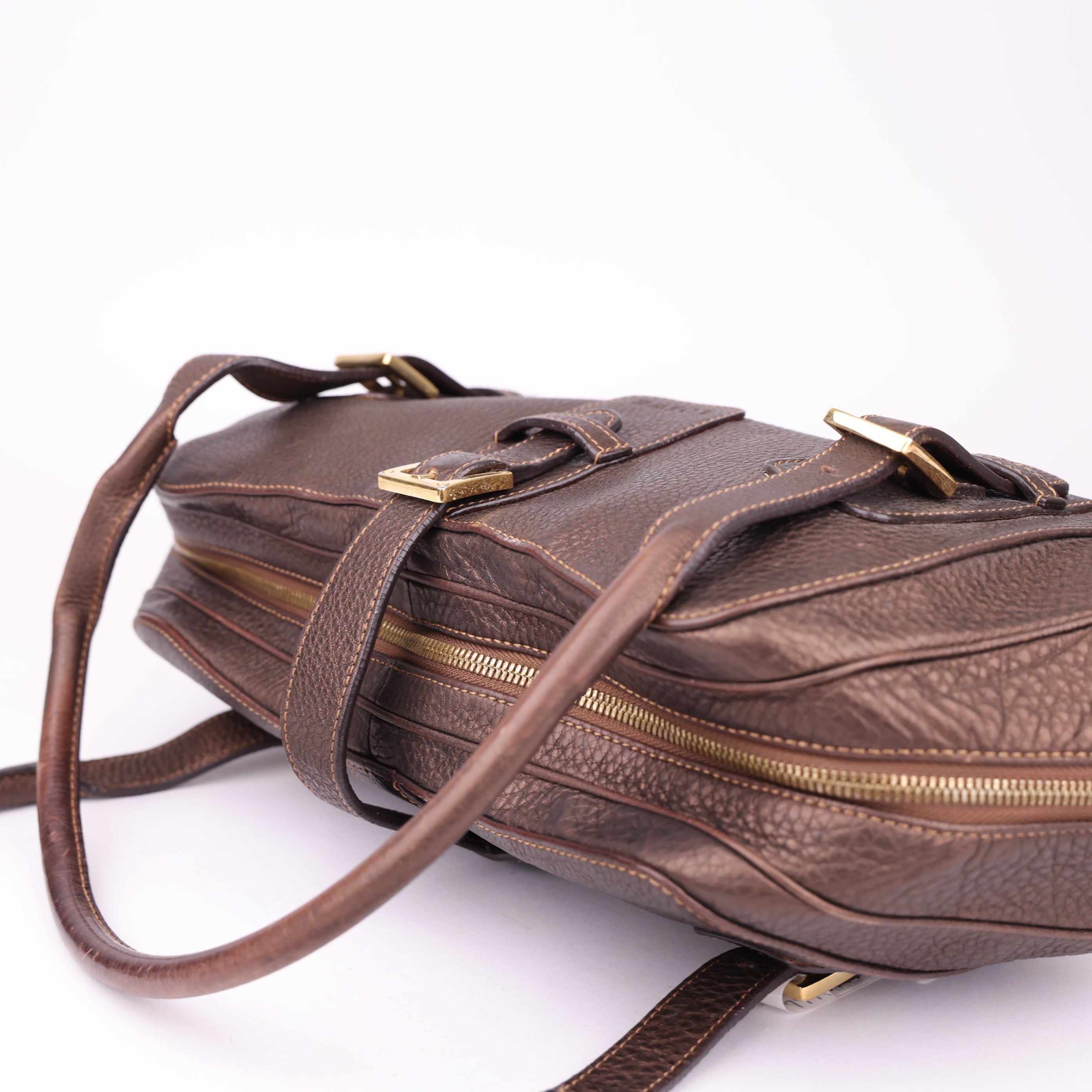 J1735 Loewe Brown Senda Dark brown Leather Bag- Pre Owned