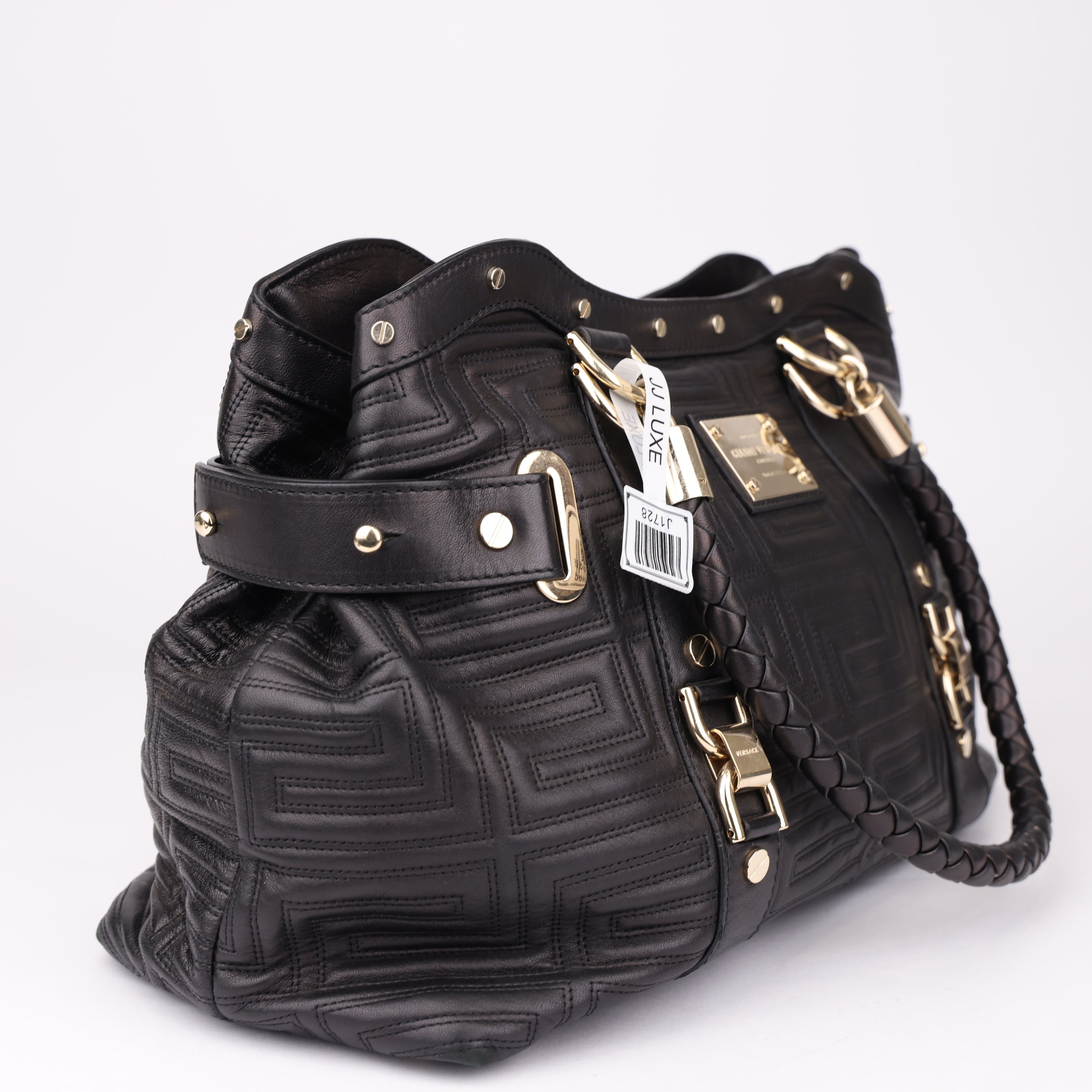 J1728 Gianni Versace Studded Leather Tote- Pre Owned