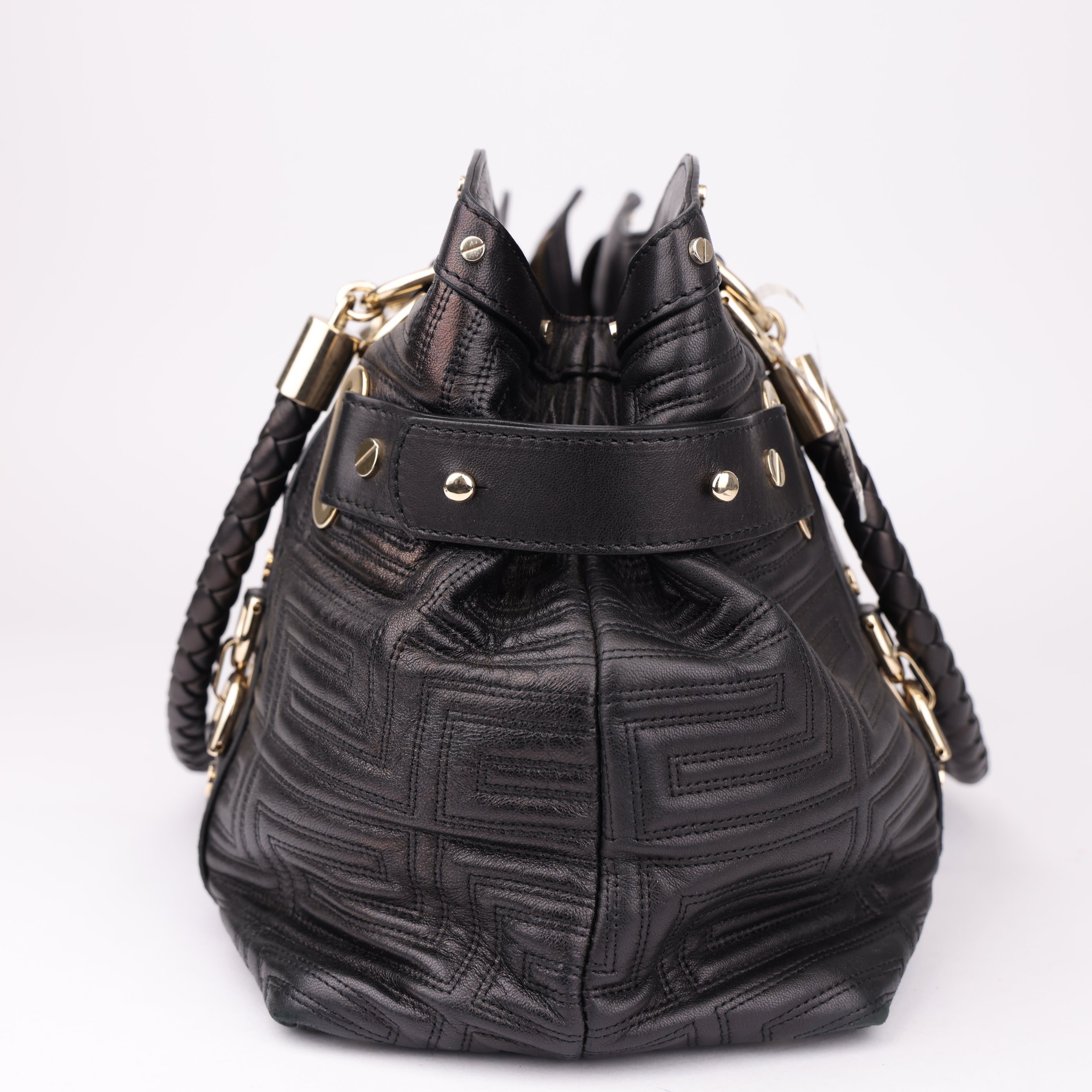 J1728 Gianni Versace Studded Leather Tote- Pre Owned