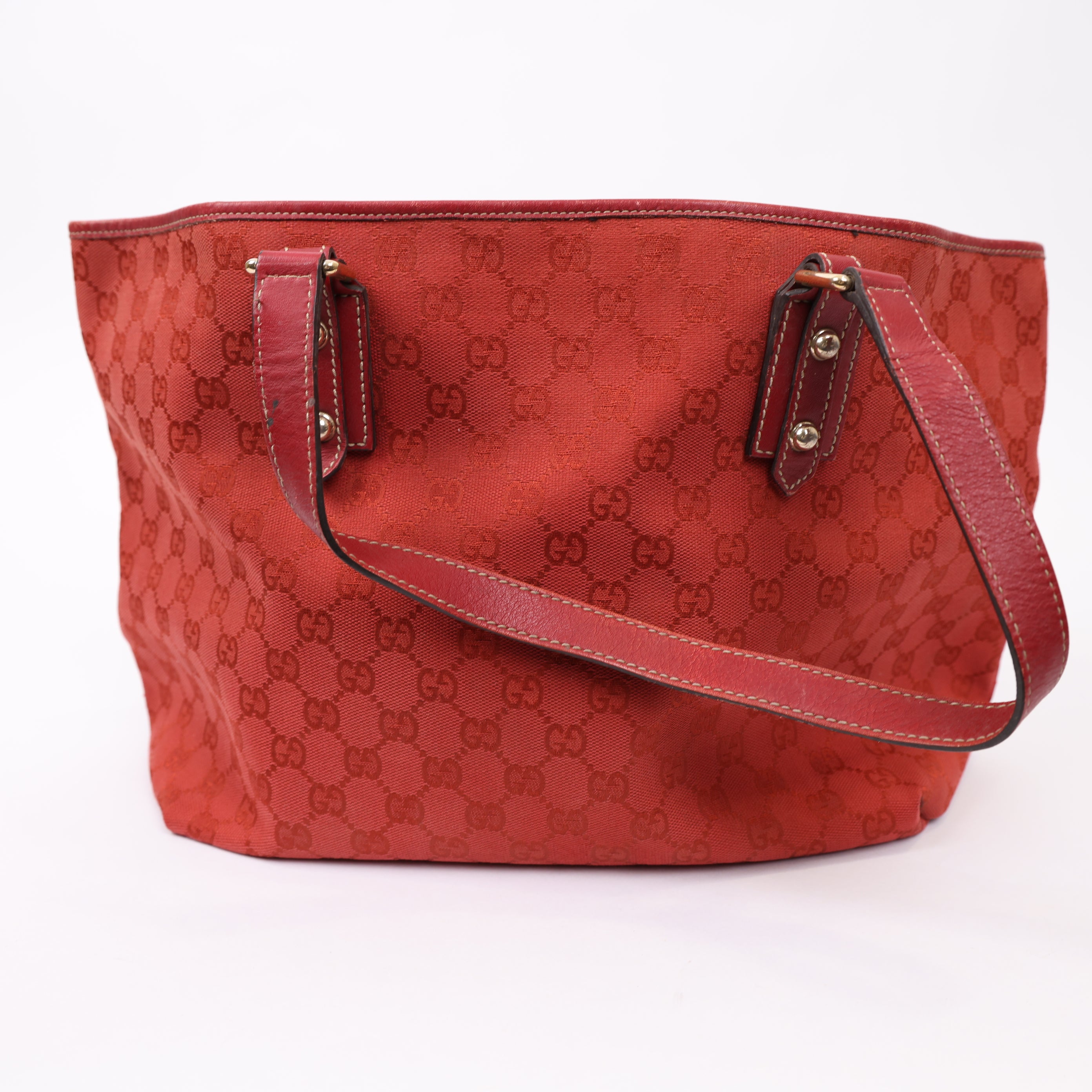 J1722 Gucci GG Canvas Handbag in Red- Pre Owned
