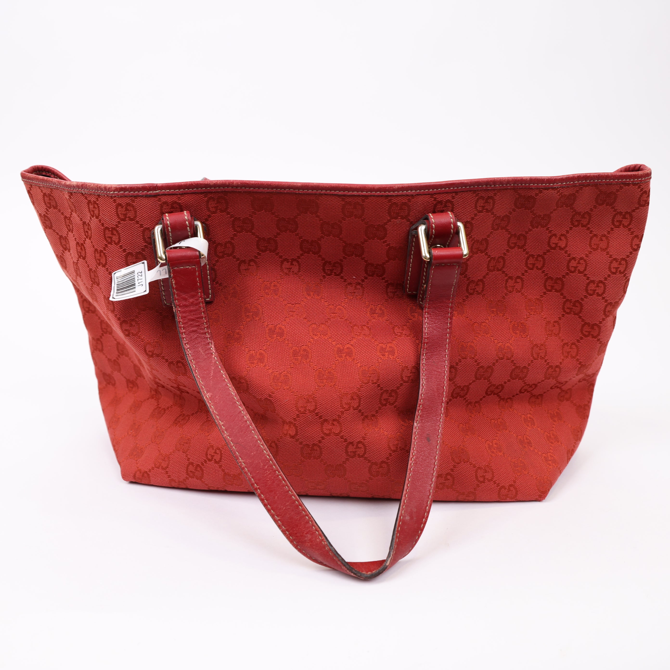 J1722 Gucci GG Canvas Handbag in Red- Pre Owned