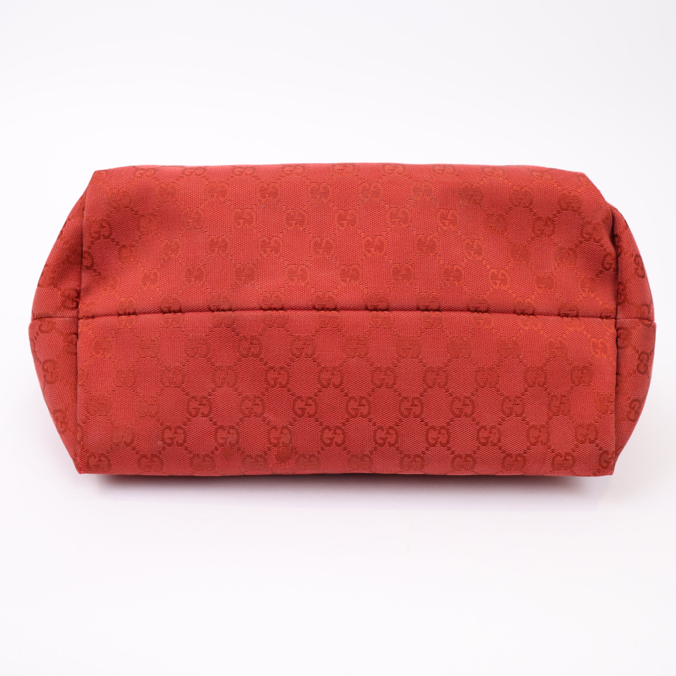 J1722 Gucci GG Canvas Handbag in Red- Pre Owned