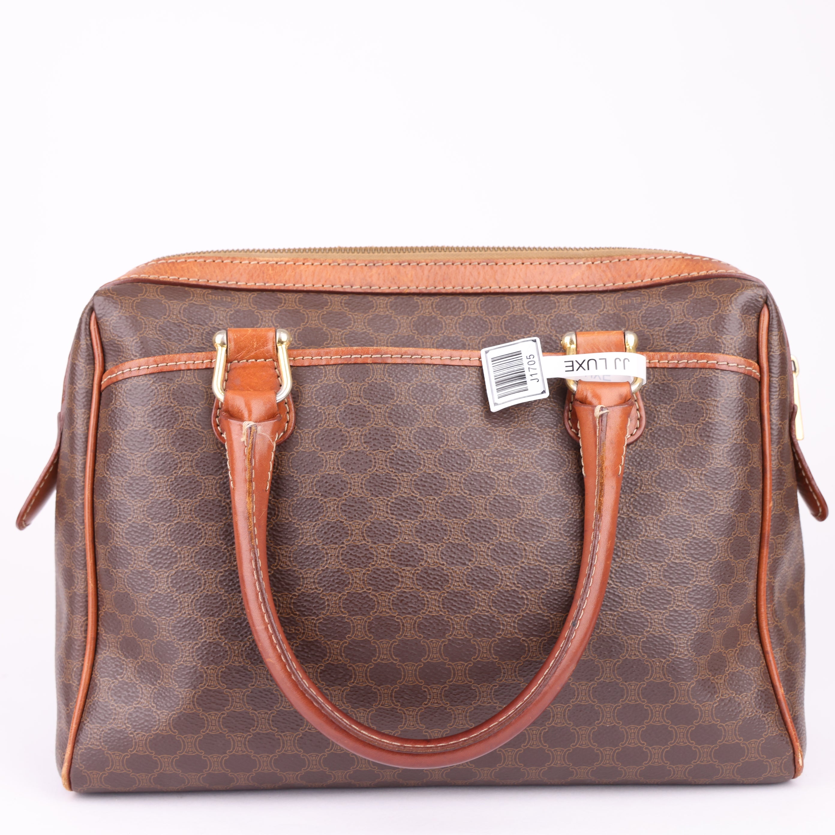 J1705 Celine Macadam Coated Canvas Handbag Brown- Pre Owned