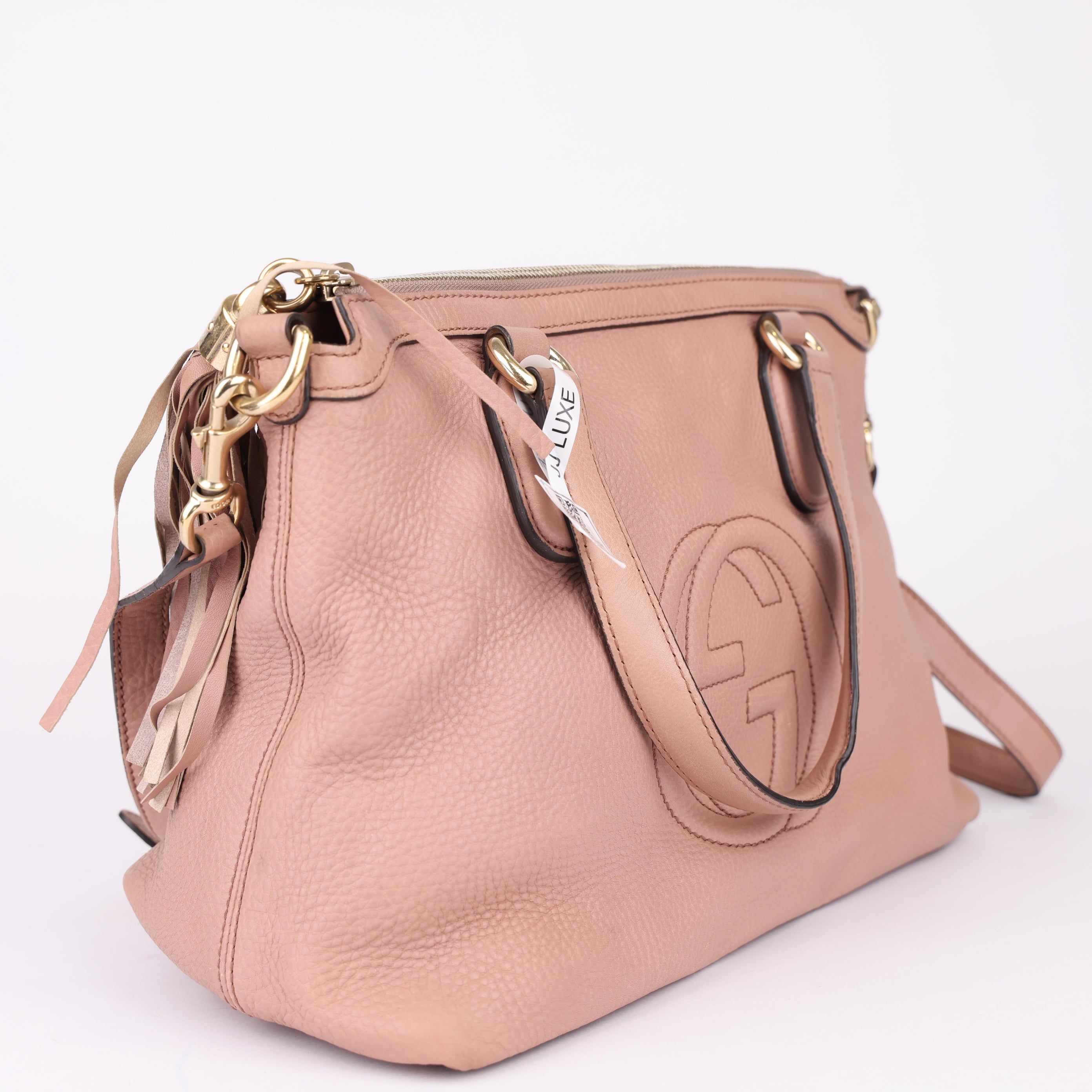 J1707 Gucci Shoulder Bag Metallic & Pink Leather Interlocking G- Pre Owned