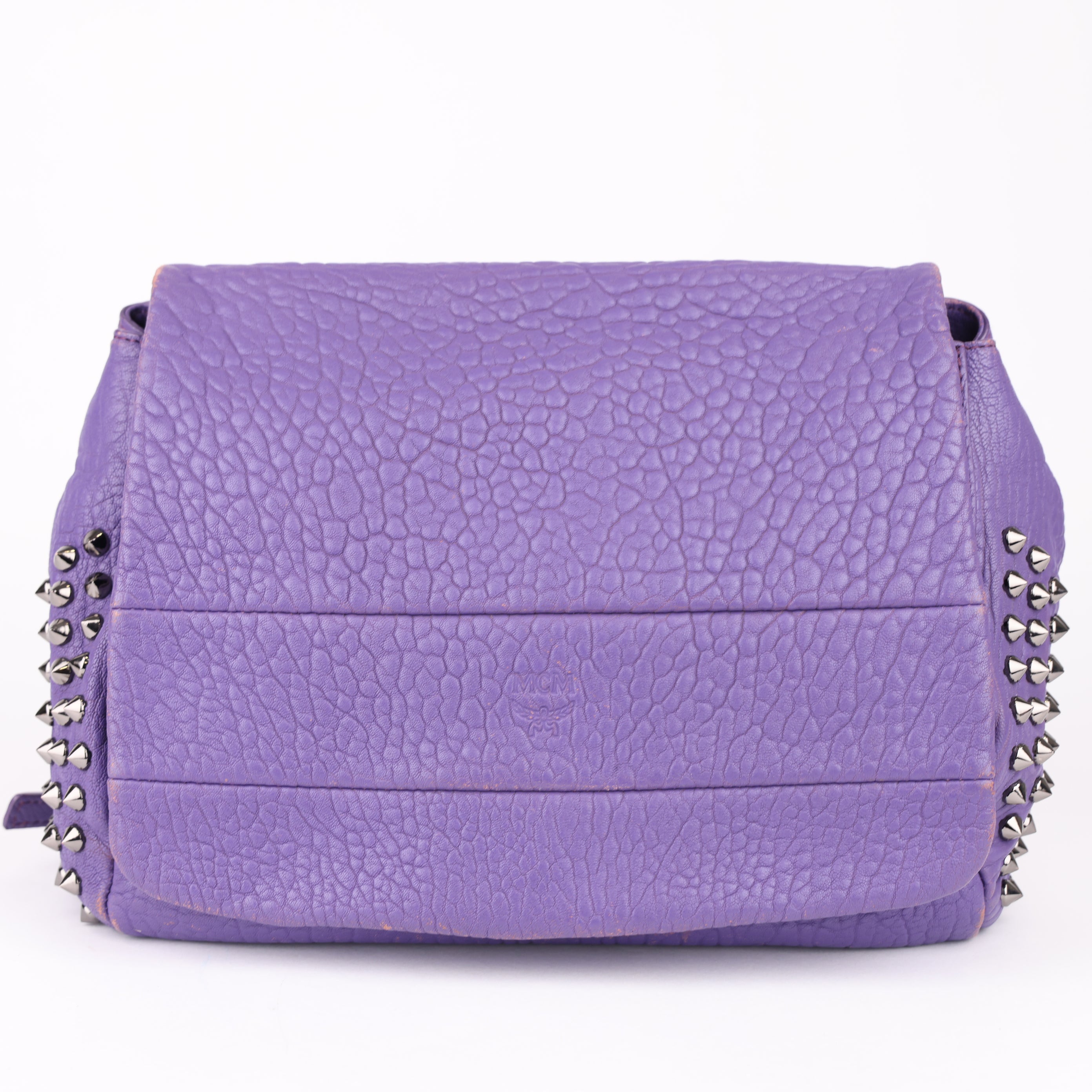 J1703 MCM handbag Purple in Leather- Pre Owned