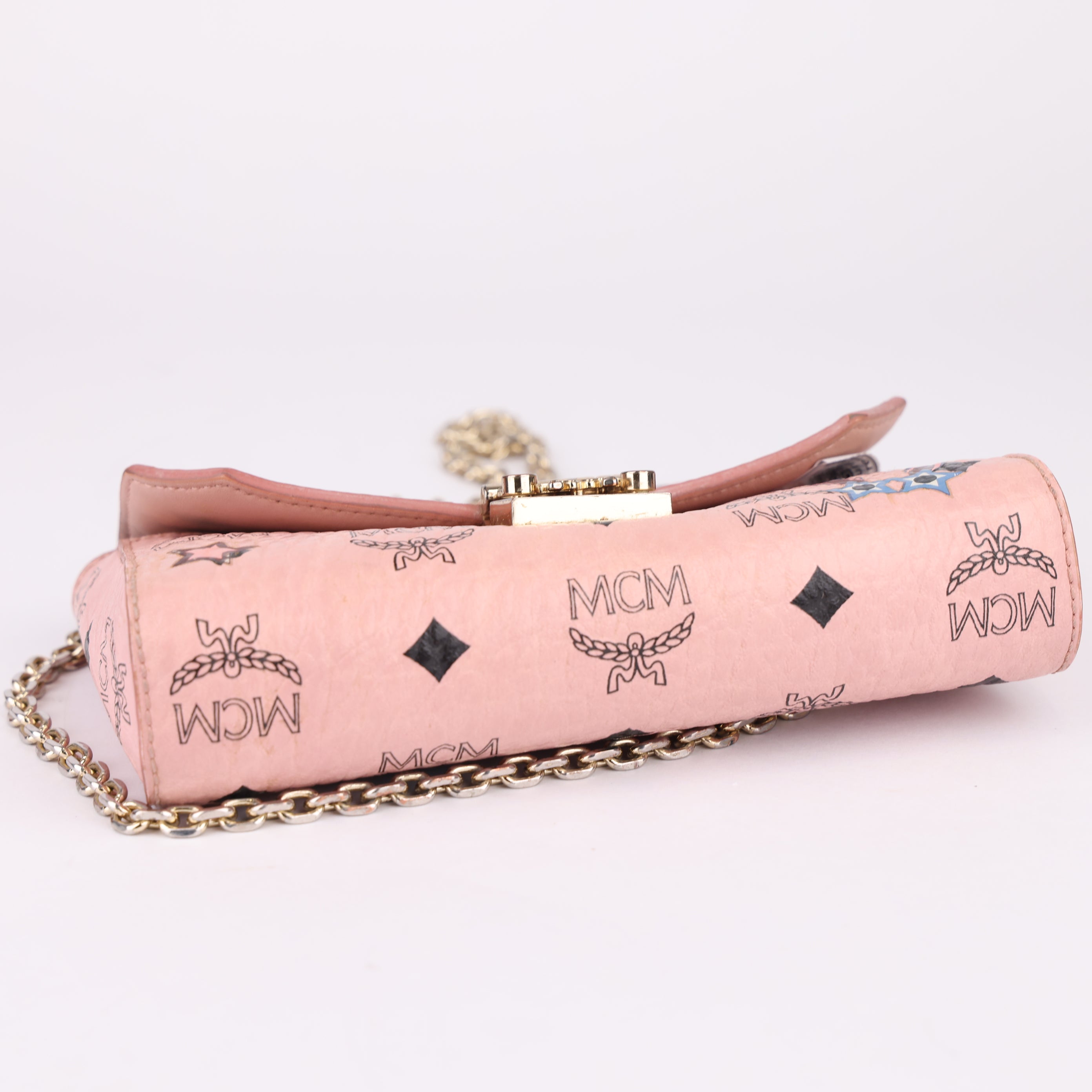 J1710 MCM Pink PVC Millie Rabbit Ear Flap-Opening Shoulder Bag- Pre Owned